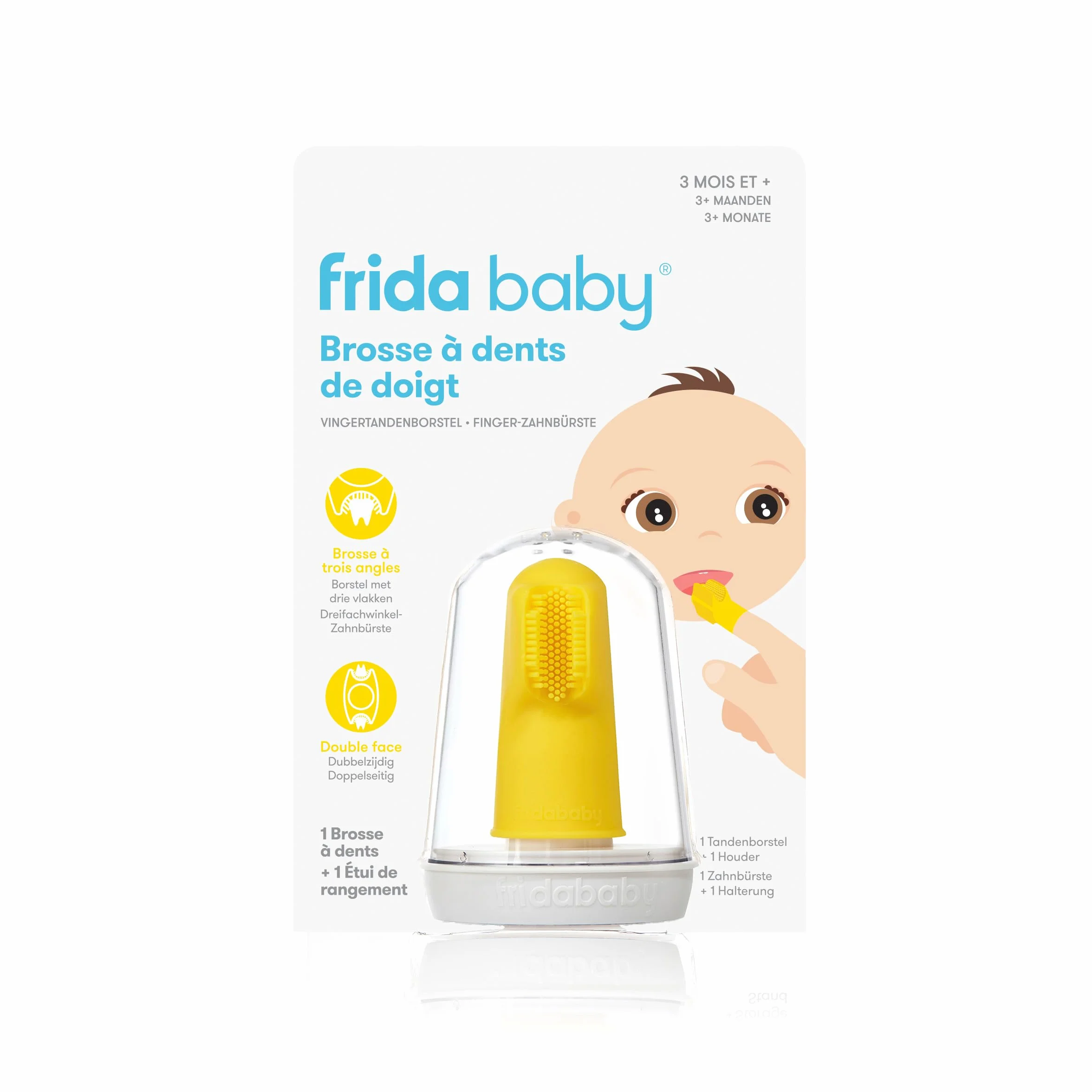 Frida Baby Primo spazzolino da denti per bambini con custodia, da 3 mesi, 1 unità