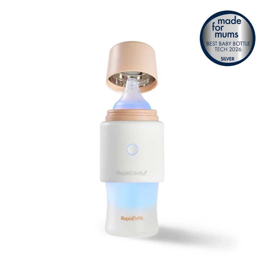 Nuby RapidSterilise+ - Sterilizzatore portatile UV per bambini, realizzato per RapidBottle e RapidCool, 30 utilizzi per carica, ricarica USB, spegnimento automatico, uccide il 99,9% dei batteri in 1