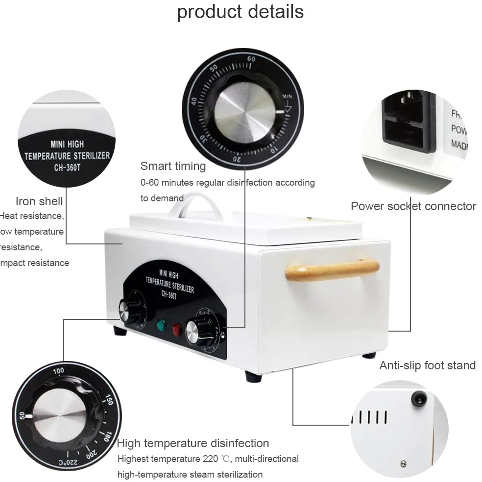 ele ELEOPTION Mini Alta temperatura Sterilizzatore Portatile Governo di disinfezione UV con Timing intelligente, per manicure Asciugamano per forbici Necessità quotidiane