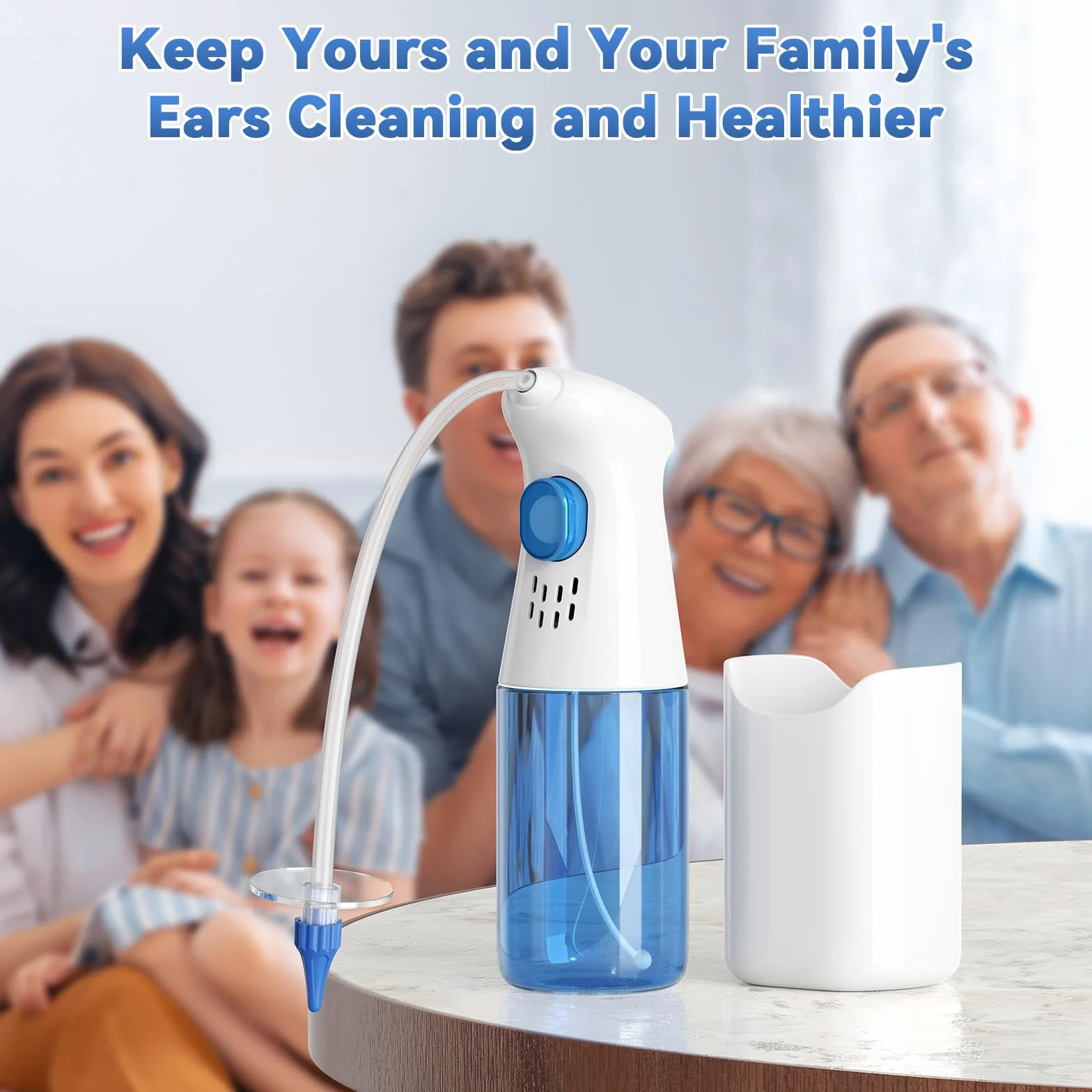 Kit Pulisci Orecchie per Rimozione Cerume Qimic, Sistema di Irrigazione per Orecchie, Strumenti Pulizia Orecchie con 10 punte, Sicuro ed Efficace per Pulire il Cerume Accumulato nell'orecchio