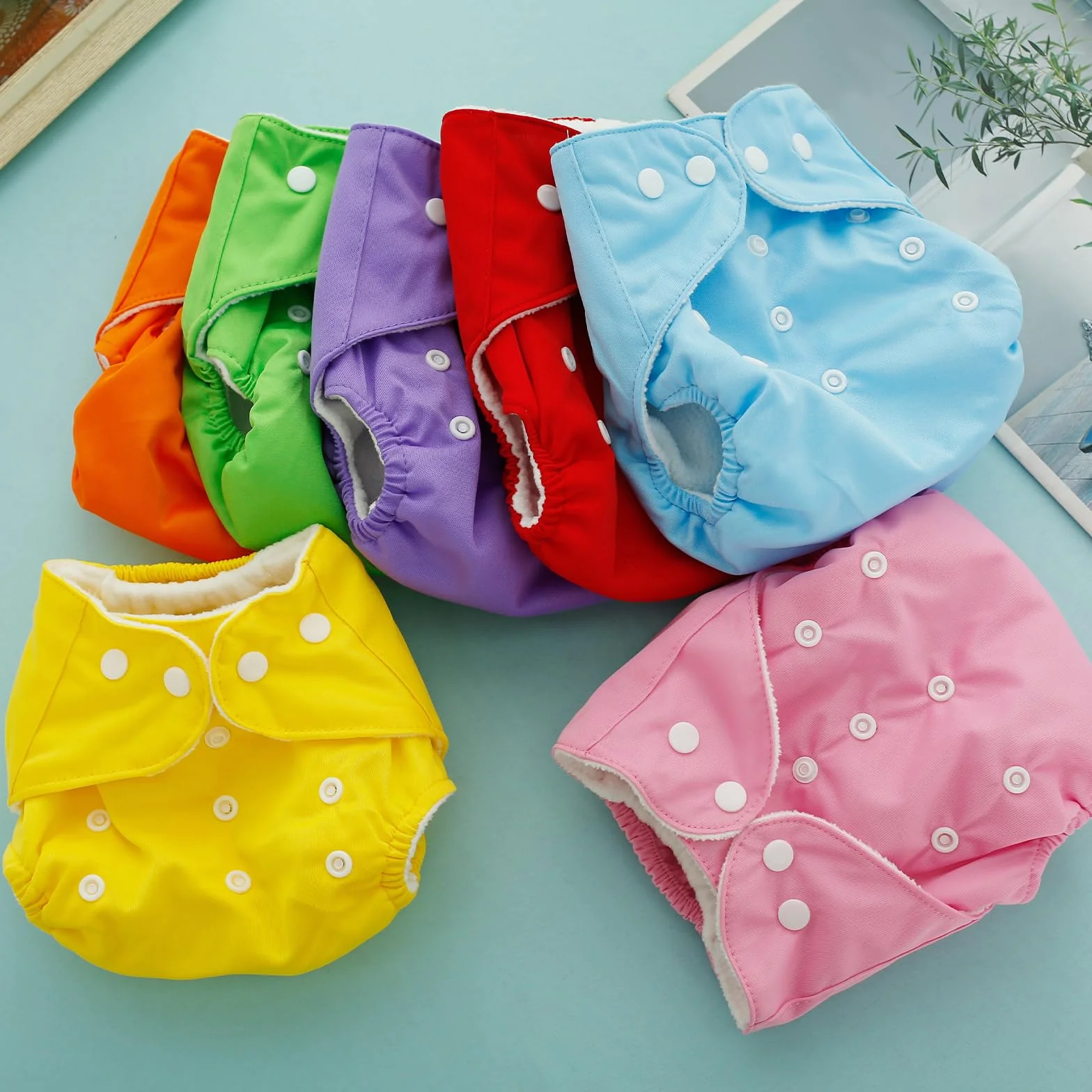14 pannolini di stoffa per bambini, riutilizzabili, lavabili e assorbenti, comodi pannolini da tasca regolabili per neonati, neonati, bambini e bambini