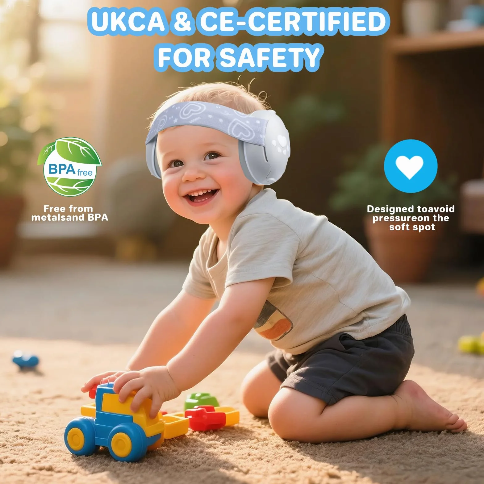 YANKUIRUI Cuffie Antirumore per Bambini con Riduzione del Rumore, Protezione Acustica Professionale per Bambini da 0 a 36 Mesi, Riduce i Danni All'udito e Migliora il Sonno