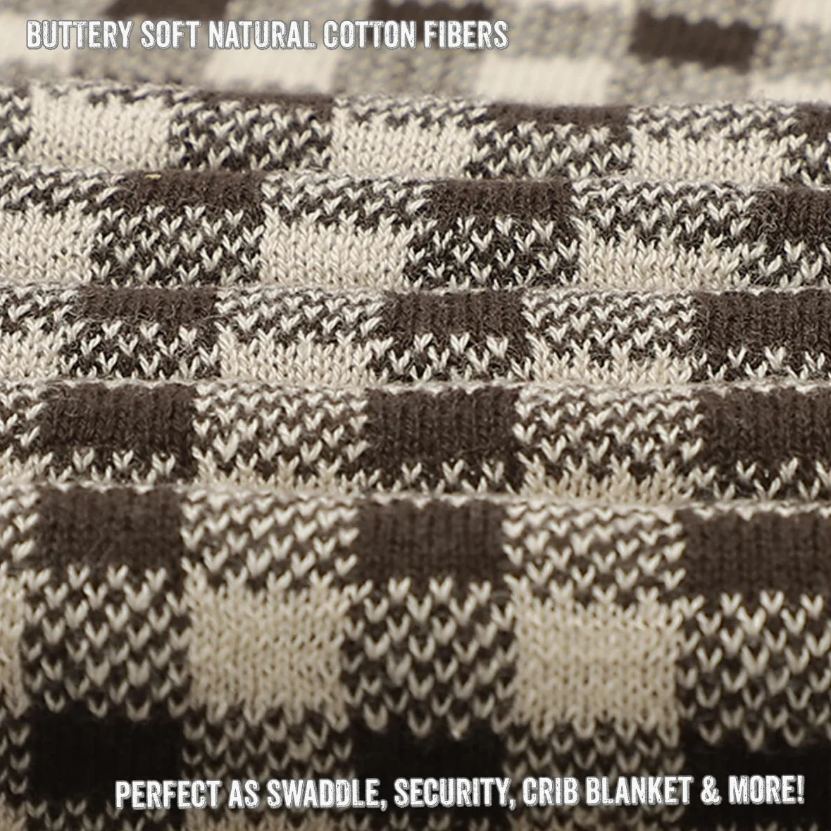 Lussuosa coperta per neonati lavorata a maglia, 100% morbido cotone fine, utilizzabile come fasciatura per culla e passeggino, unisex, neutra, per neonati e ragazze (plaid - moka)