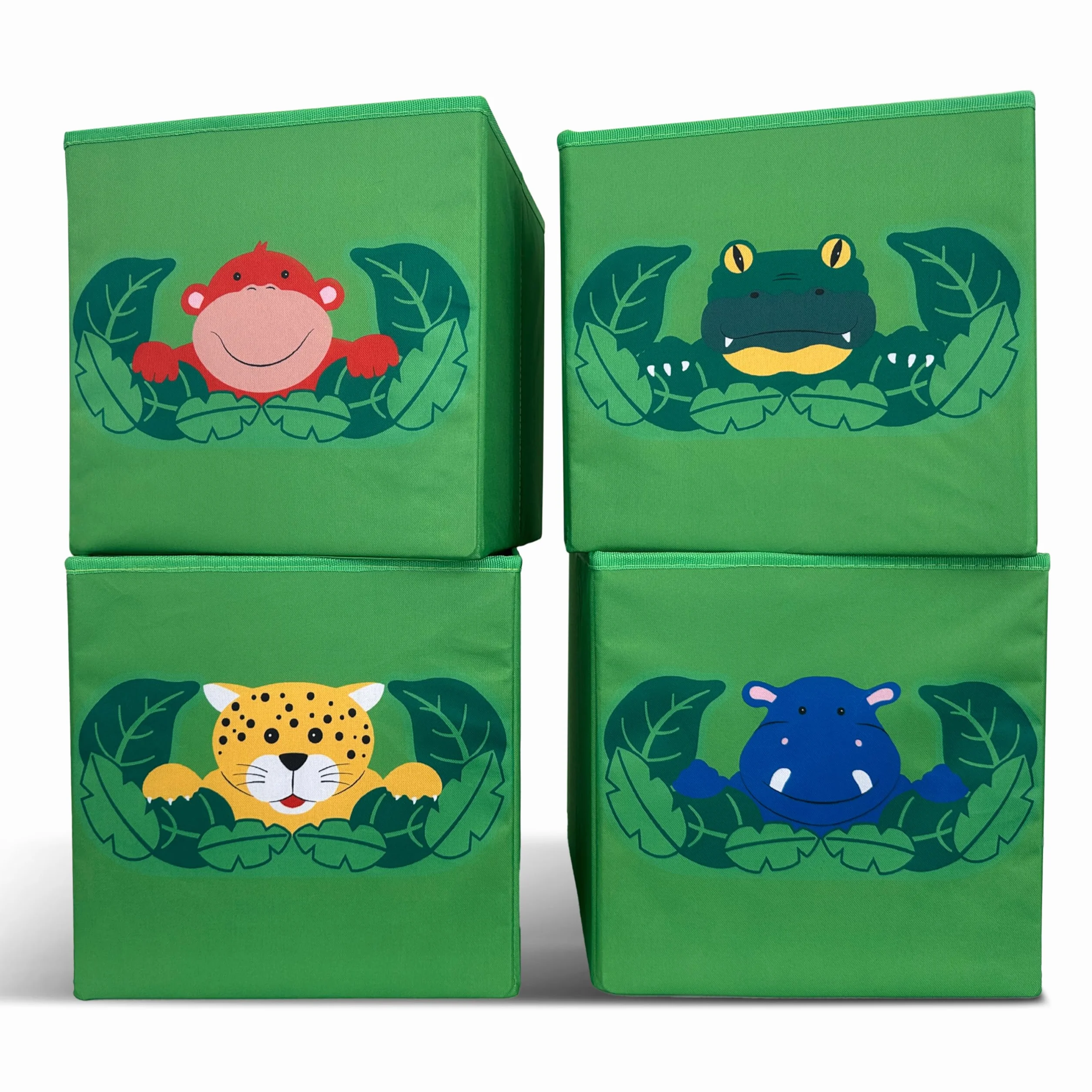 Scatola giocattolo Dschungel, 27 l (4 pezzi) per giocattoli, scatola per bambini, contenitore per animali di peluche, cestino per giocattoli
