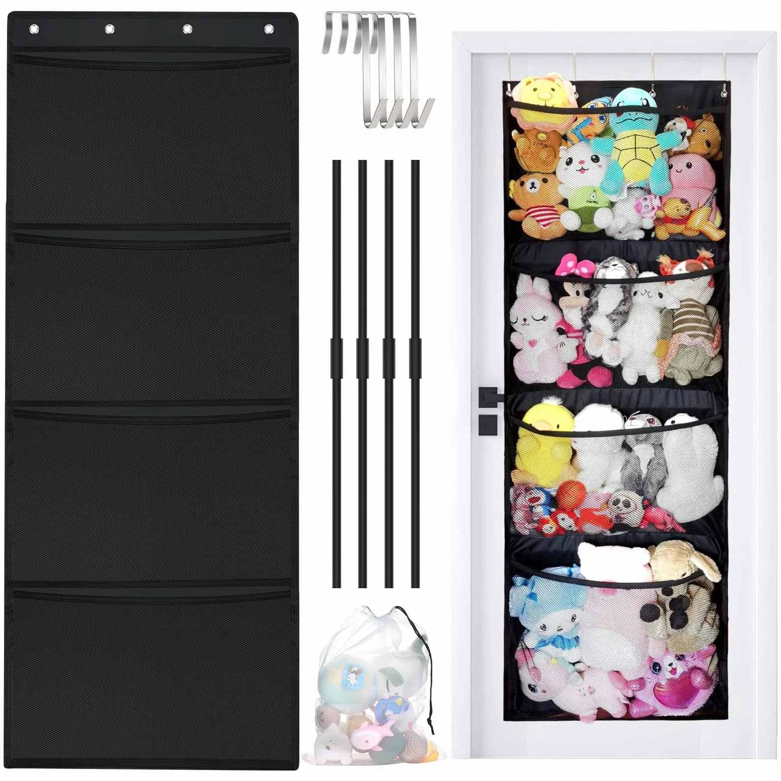 Aolso Organizzatore Giocattoli Bagno, 4PCS Portagiochi da Bagno, Supporto Tascabile In Rete da Appendere, Tasche Portaoggetti da Parete, Organizer da Appendere per Bambini