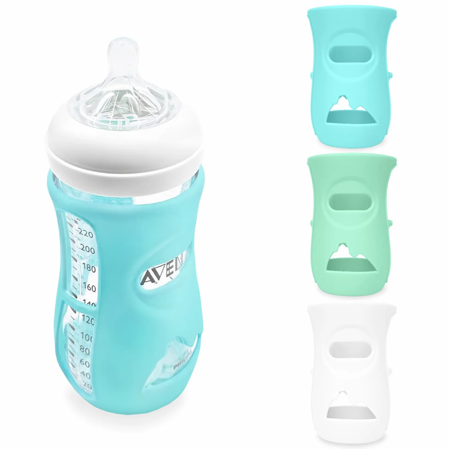 GADITIEK Confezione da 3 custodie in silicone per biberon Avent Natural, in vetro, infrangibili, compatibili con i biberon Philips Avent Natural, in vetro da 240 ml (240 ml)