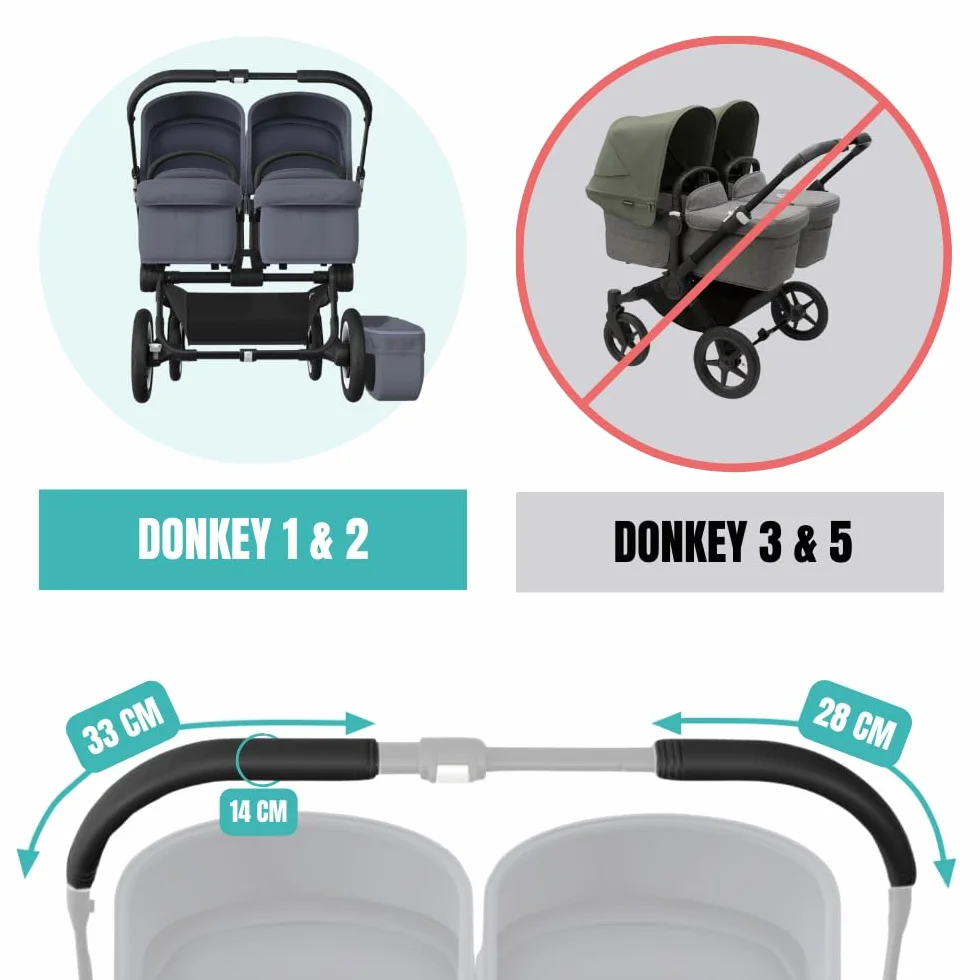 PROTEC TIF | Coprimanubrio in similpelle Compatibile con il Bugaboo Donkey (non sostituisce la gomma) (nero)