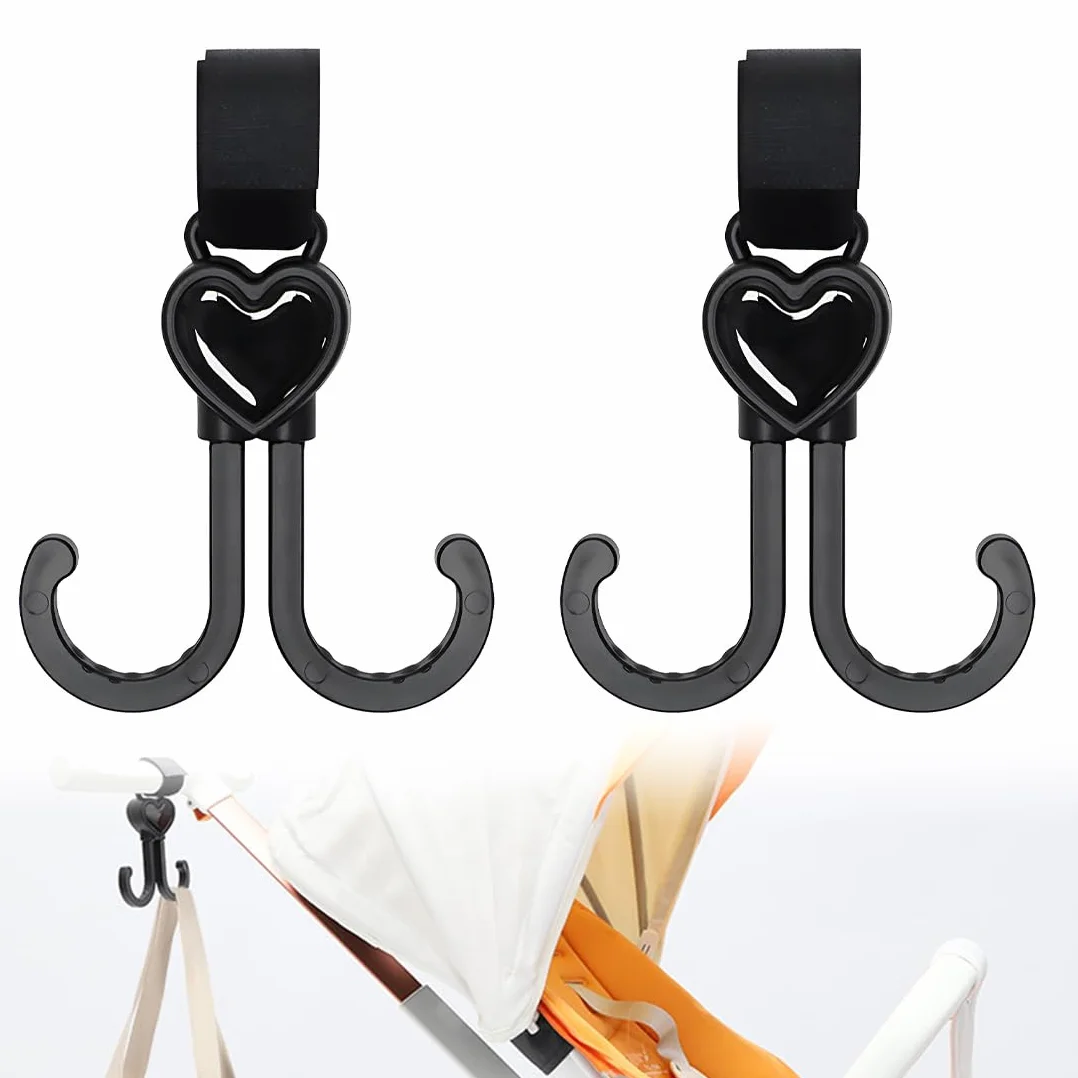2 Pezzi Ganci Passeggino Gancio Per Passeggino A Forma Di Cuore Con Chiusura Per Borsa Fasciatoio Borse Borse Sospese Zaini Portafogli Accessori Per Passeggini Vestibilità Universale