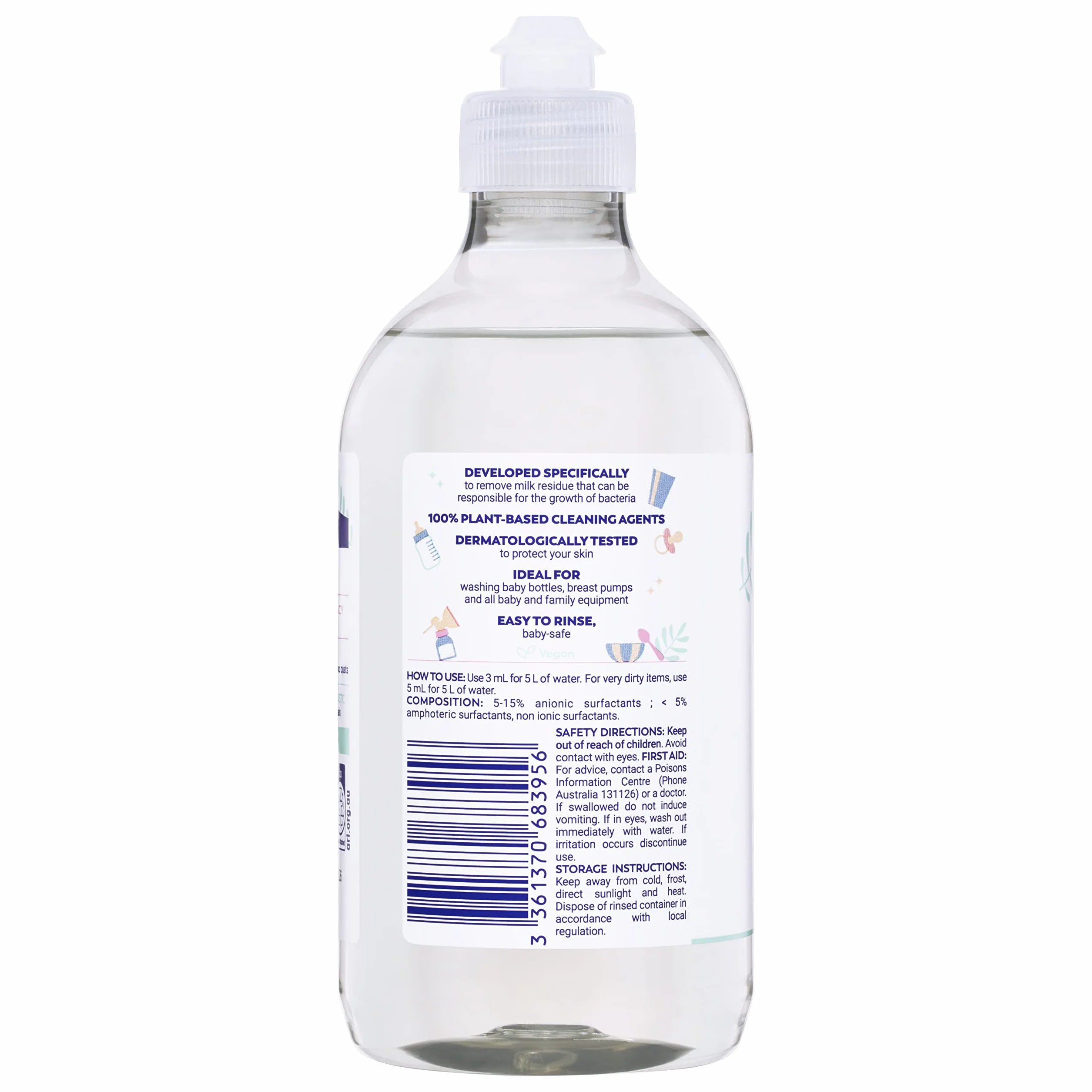 Milton Baby Bottle Cleaner 500ml - Sviluppato appositamente per rimuovere tutti i residui di latte responsabili della crescita di batteri nocivi