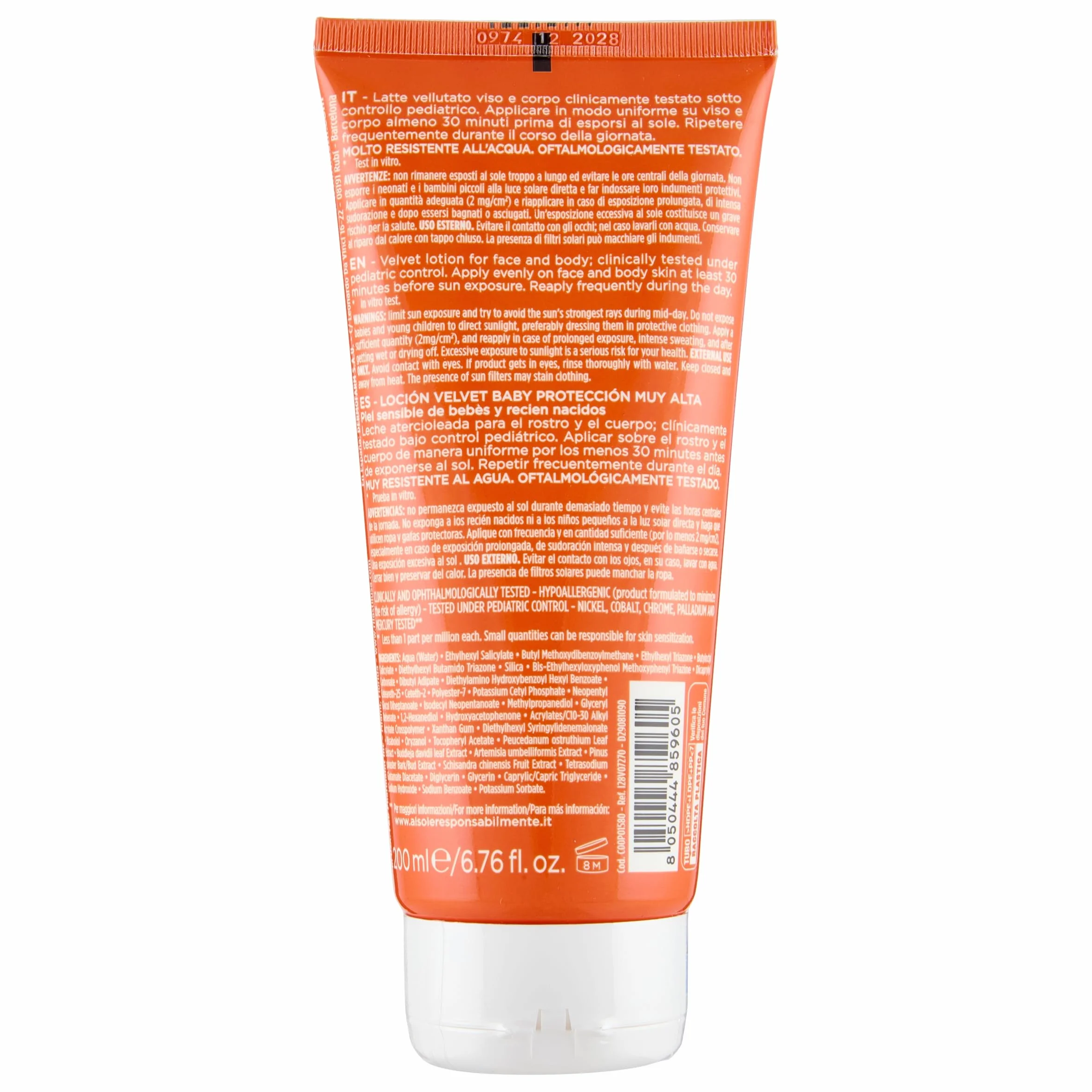 Rilastil Sun System Baby Latte Vellutato per Pelle Sensibile del Bambino, Resistente all'Acqua, Protezione Molto Alta, SPF 50+