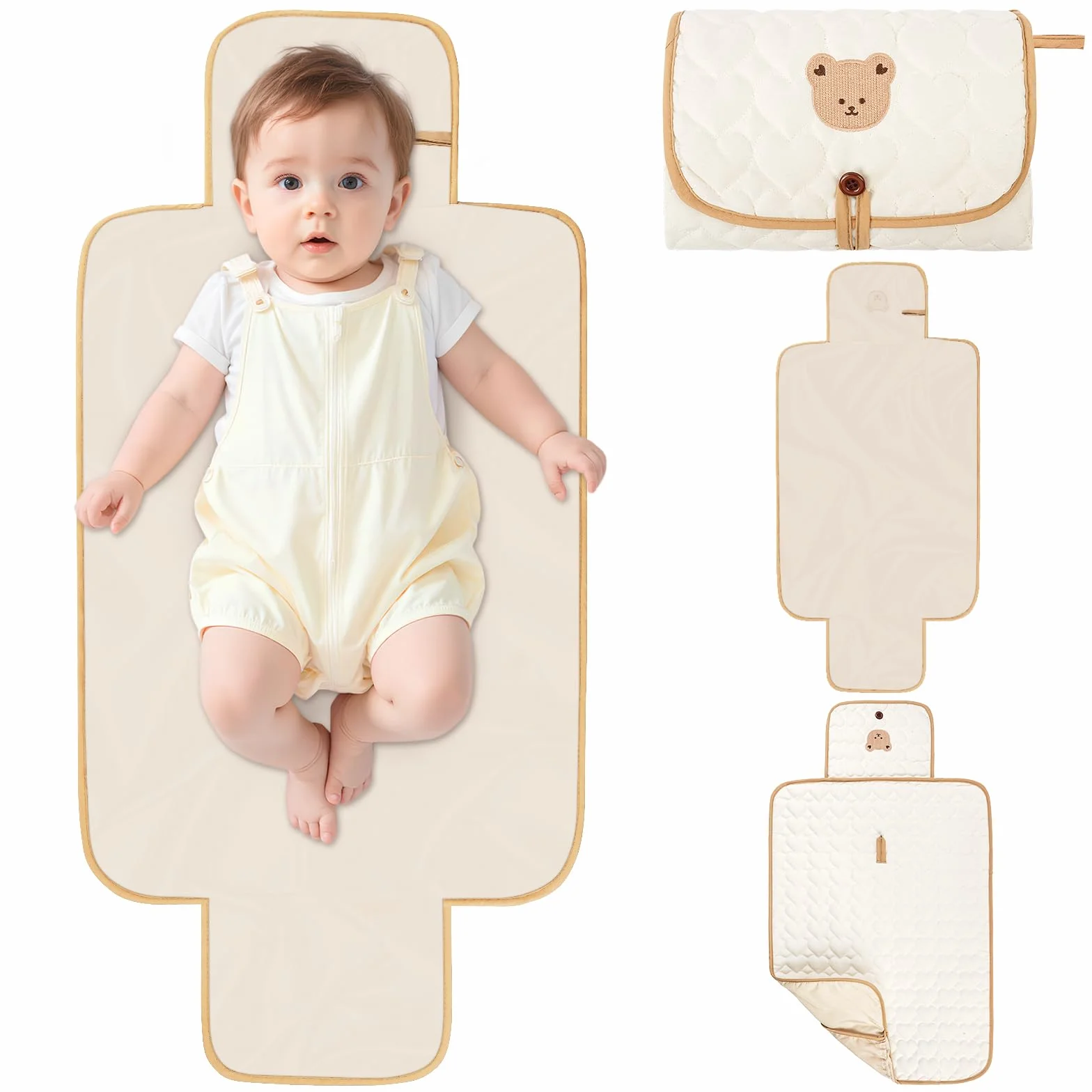 Fasciatoio Portatile Neonato, 87 x 57 CM Pieghevole e Impermeabile Fasciatoio, Cambio Pannolino per Neonato, Esterno, Casa, Viaggio, Regalo Nascita Perfetto per Bimbo e Bimba