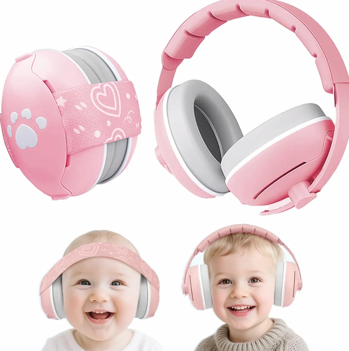 Paraorecchie 2-1 per neonati e bambini fino a 48 mesi, paraorecchie con riduzione del rumore, comode cuffie per neonati per migliorare il sonno, essenziali da viaggio per bambini per aereo/sonno