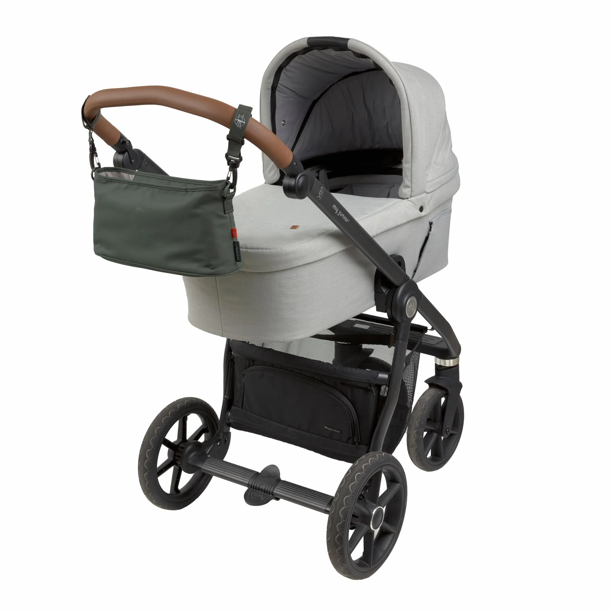 LÄSSIG Organizzatore per carrozzina per bambini organizzatore per carrozzina borsa per carrozzina con attacco per carrozzina/Buggy Organizer dark olive