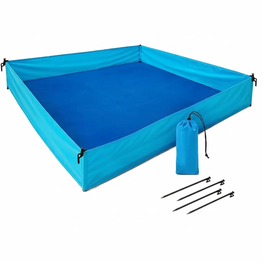 Box da spiaggia per bambino, Box da esterno per bambino, Coperta da spiaggia pieghevole con superficie impermeabile, Blu, 72, 83x57, 09x9, 84 pollici..