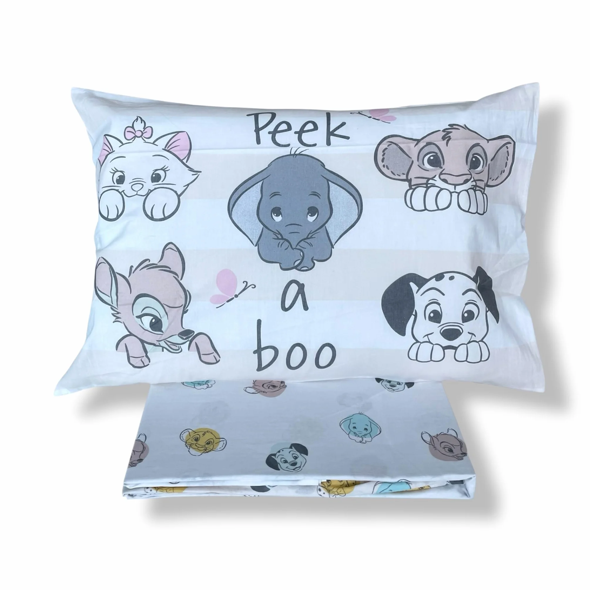 Caleffi Completo Lenzuola Culla Lettino con Sbarre Art. Pets Baby in 100% Cotone – Set 3 Pezzi con Federa Double Face