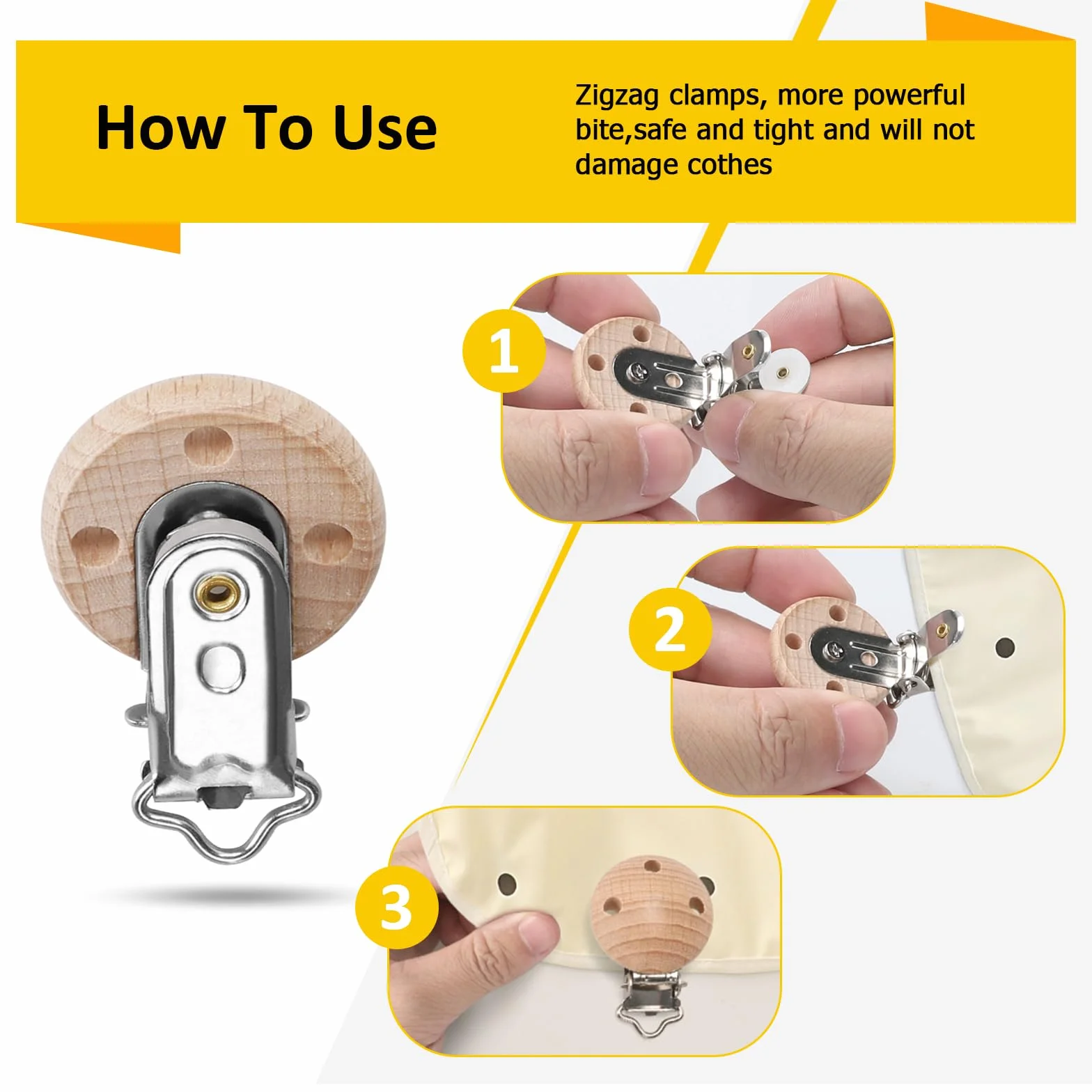 Kigniote 12 pezzi ciuccio clip di legno, bambino ciuccio catena clip ciuccio clip impedisce cadere o perdere il ciuccio ciuccio catena accessori per il fai da te ciuccio catena Crafting