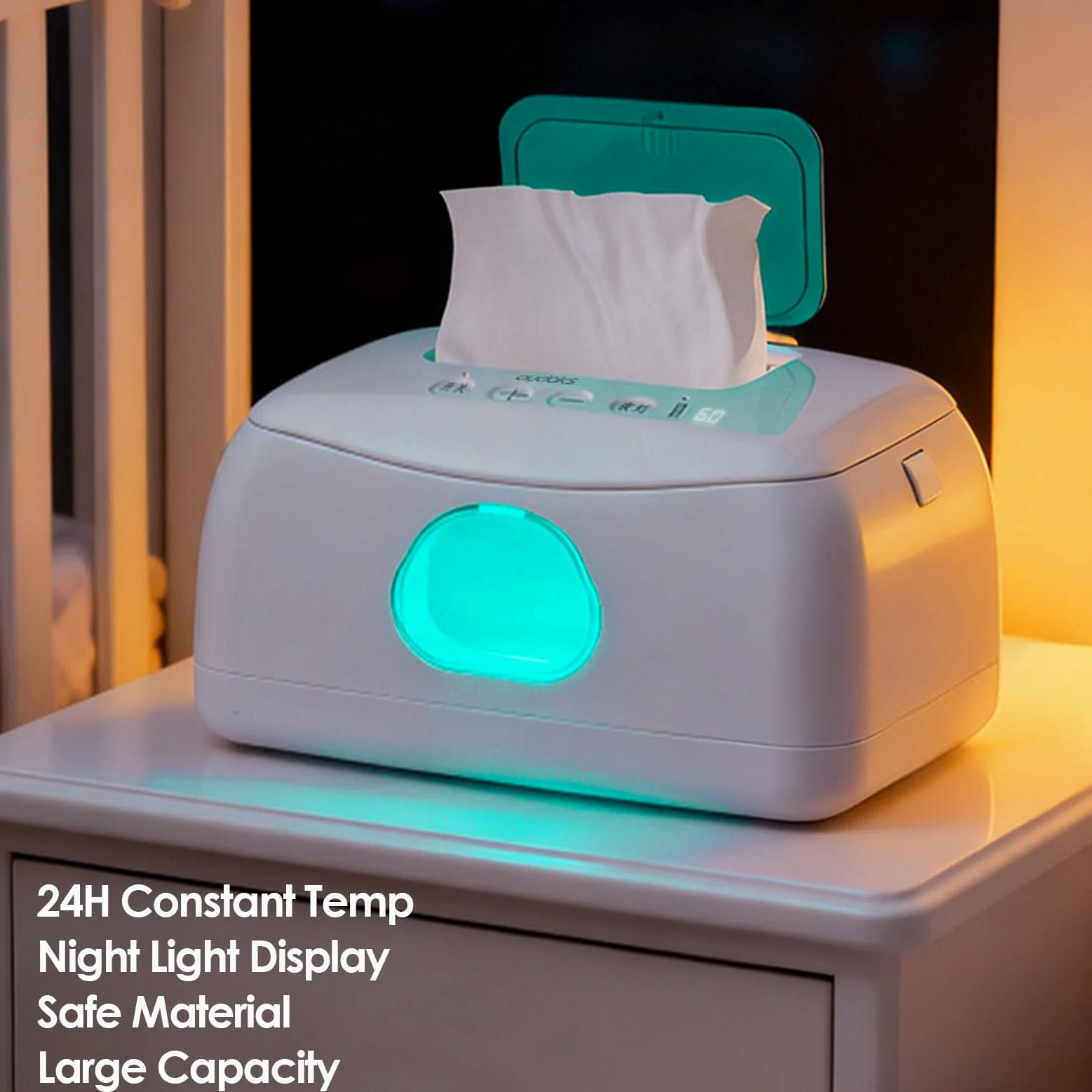 HEEPDD Scaldasalviette per Neonati, capacità di 120 Salviette con Delicata Luce Notturna, Alimentazione USB per Casa, Auto e Viaggi - Articoli Essenziali per Neonati