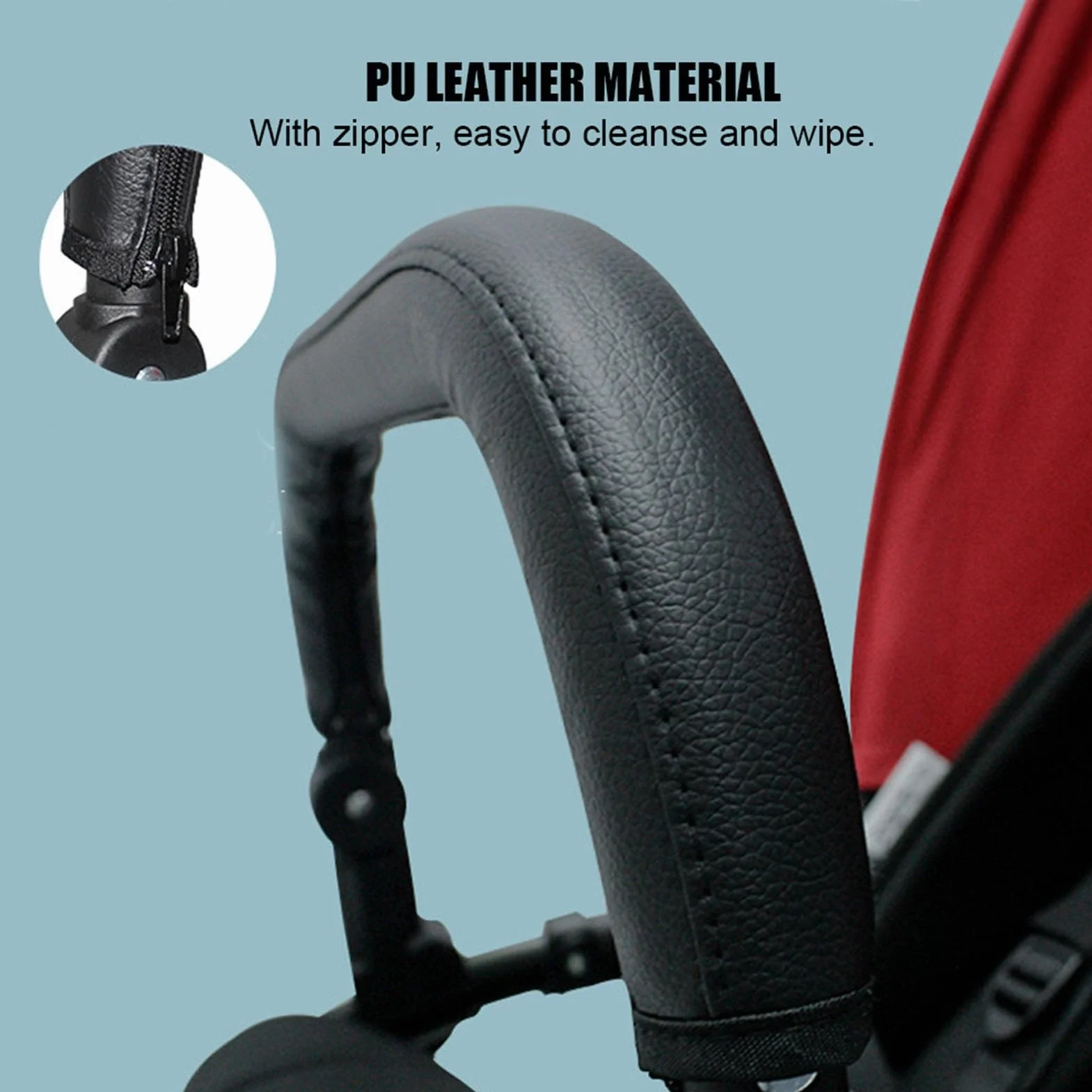 Barre paraurti per passeggino, facile da pulire e pulire Vassoio universale per passeggino Prestazioni impermeabili forti per tubo quadrato per tubo rettangolare per(Bracciolo universale (in pelle).)