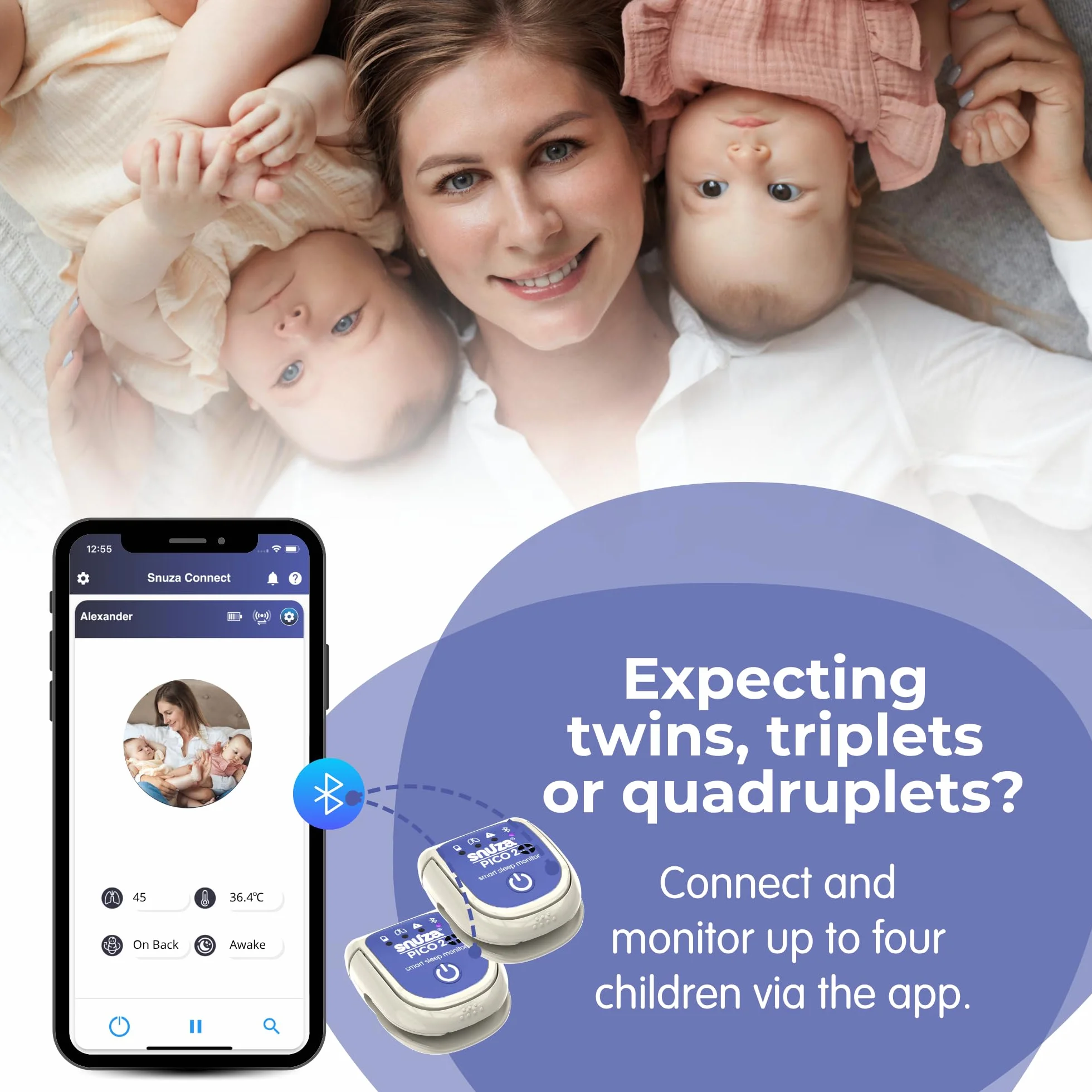 Baby monitor del sonno intelligente Snuza Pico 2 con app