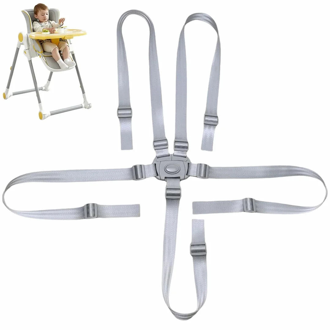 1Pcs Cinture Universali per Seggiolone Cinghie per Seggiolone a 5 Punti, Regolabile Cintura di Sicurezza per Bambini per Seggiolino Cinghie Passeggini per cinghie seggiolone
