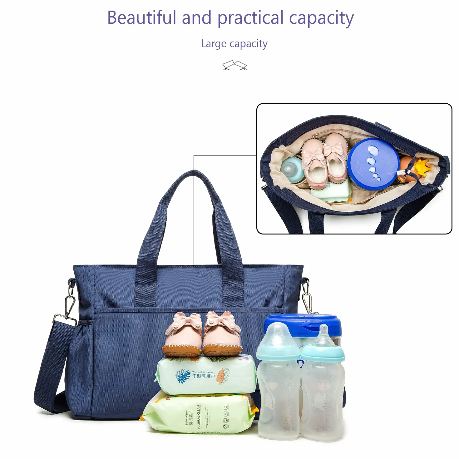 ROYALFAIR Borsa Fasciatoio per Neonato Borsa Porta Pannolini, Borsa Fasciatoio, Borsa da Viaggio Multifunzionale per Bambini Con Borsa isolante e Gancio per Carrozzina