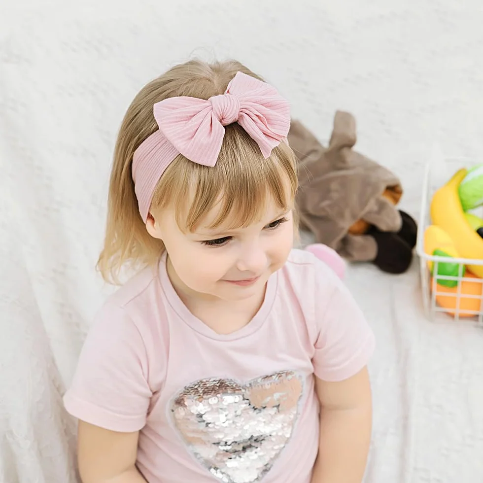 2 Pezzi Fascia Elastica, Accessori Neonata, Fascette Per Capelli Per Fiocchi, Regalo Per Bambini Per Foto,Bianco Baby Girl Fasce in nylon Bowknot Fasce elastiche