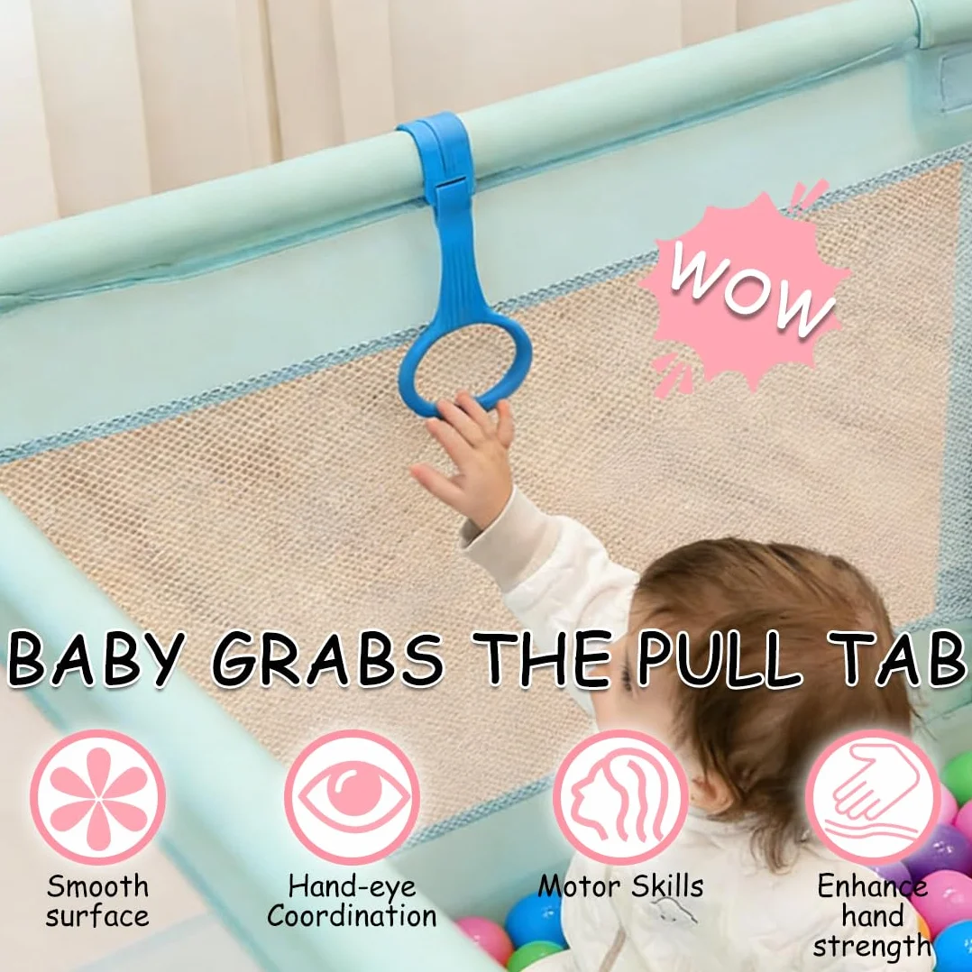 4 Maniglie per Recinto Bambini, maniglie rimovibili per lettino da campeggio e maniglie per culla neonato. Aiuto per alzarsi e imparare a camminare per bambini, adatto a box, lettino e passeggino