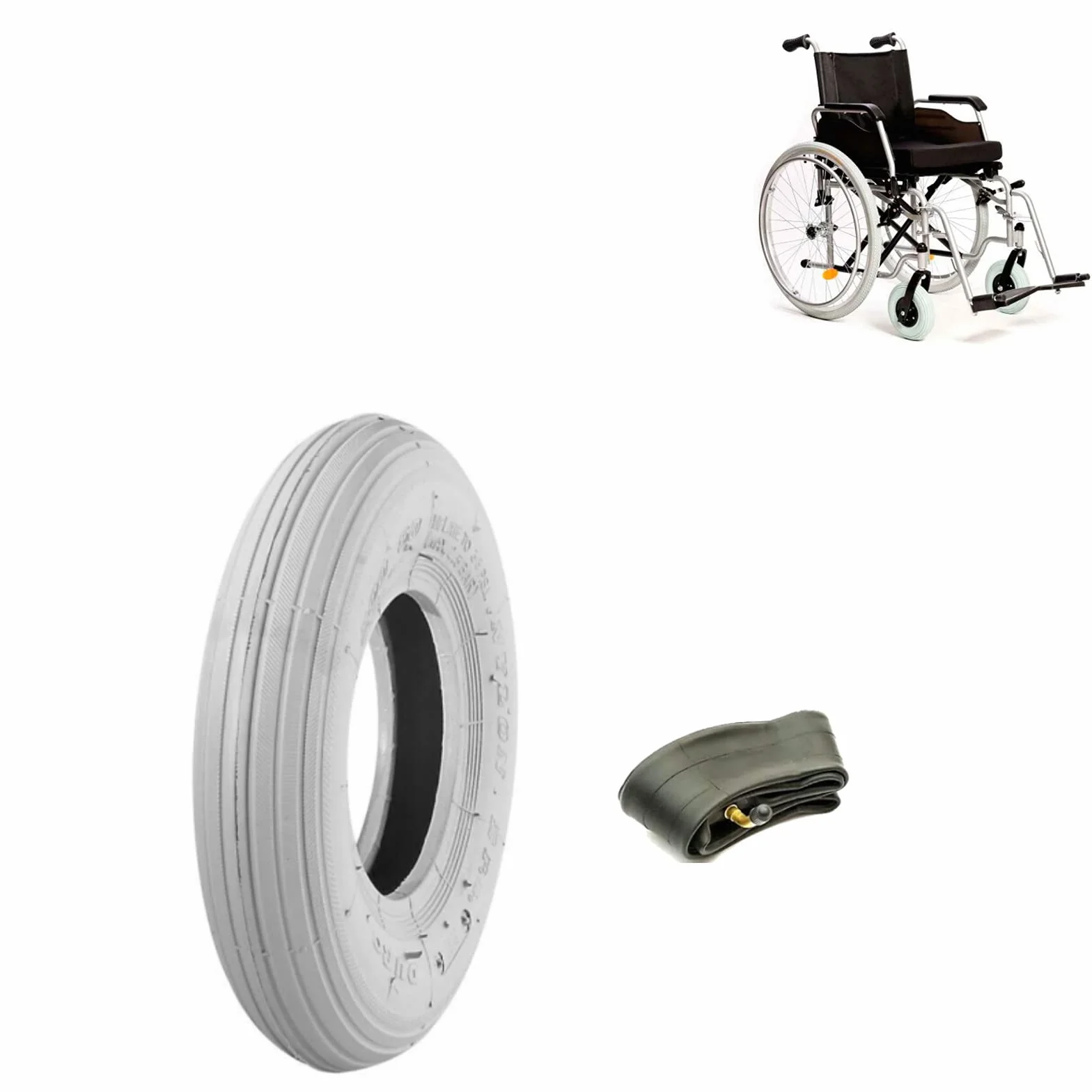 ECOVELO COPERTONE 200 x 50 (50-94) + Camera Pneumatico Rinforzato X Carrozzina Sedia A ROTELLE DEAMBULATORE Passeggino
