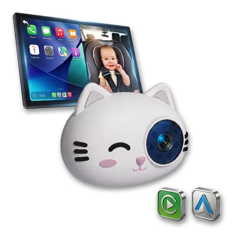 BEEPER BABEECAM 2 • Telecamera per bambini con CarPlay & Android Auto – Kit di Sorveglianza Baby Embedded Telecamera per Sedile Posteriore, Display su Schermo del Veicolo, Installazione Facile