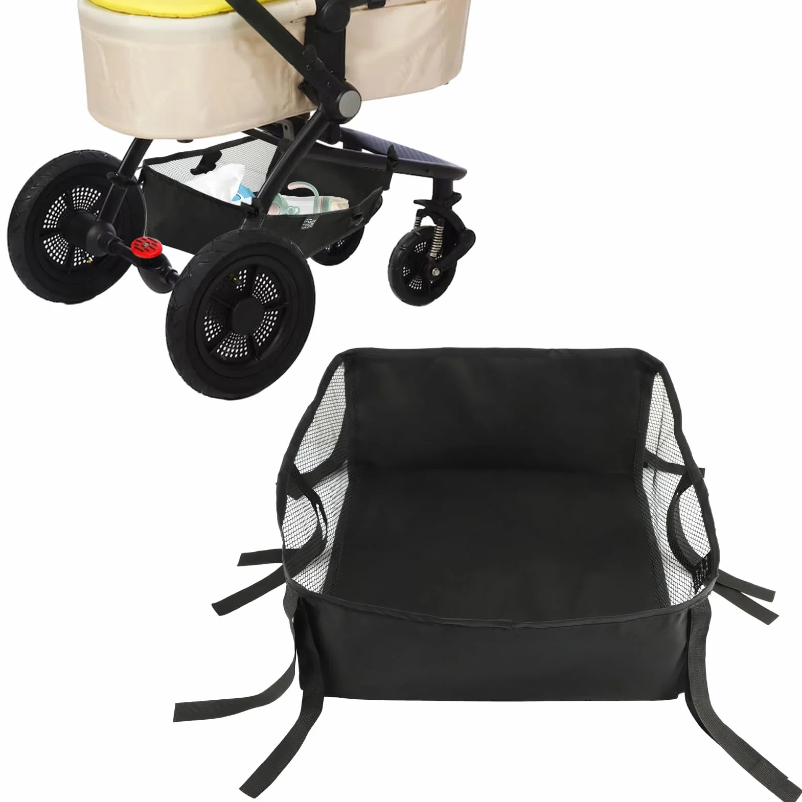 Cestino per passeggino, resistente alla polvere, per passeggino, fondo da appendere al fondo del passeggino, borsa organizer per il fondo del passeggino, borsa organizer per il fondo della carrozzina