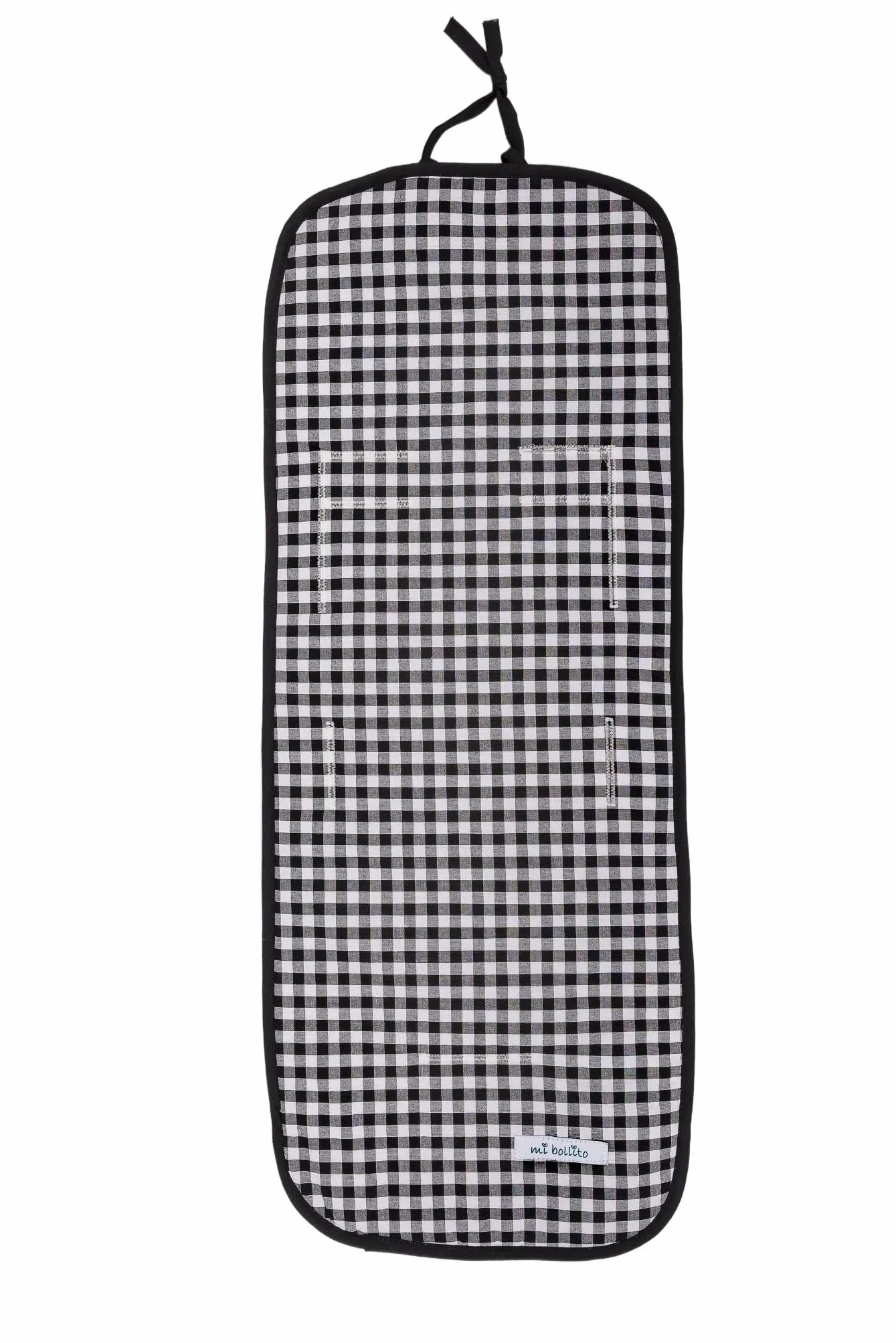 Materassino passeggino universale - Stile Vichy imbottito e traspirante - 100% cotone - Compatibile con tutti i passeggini - Prodotto in Spagna. (Nero)