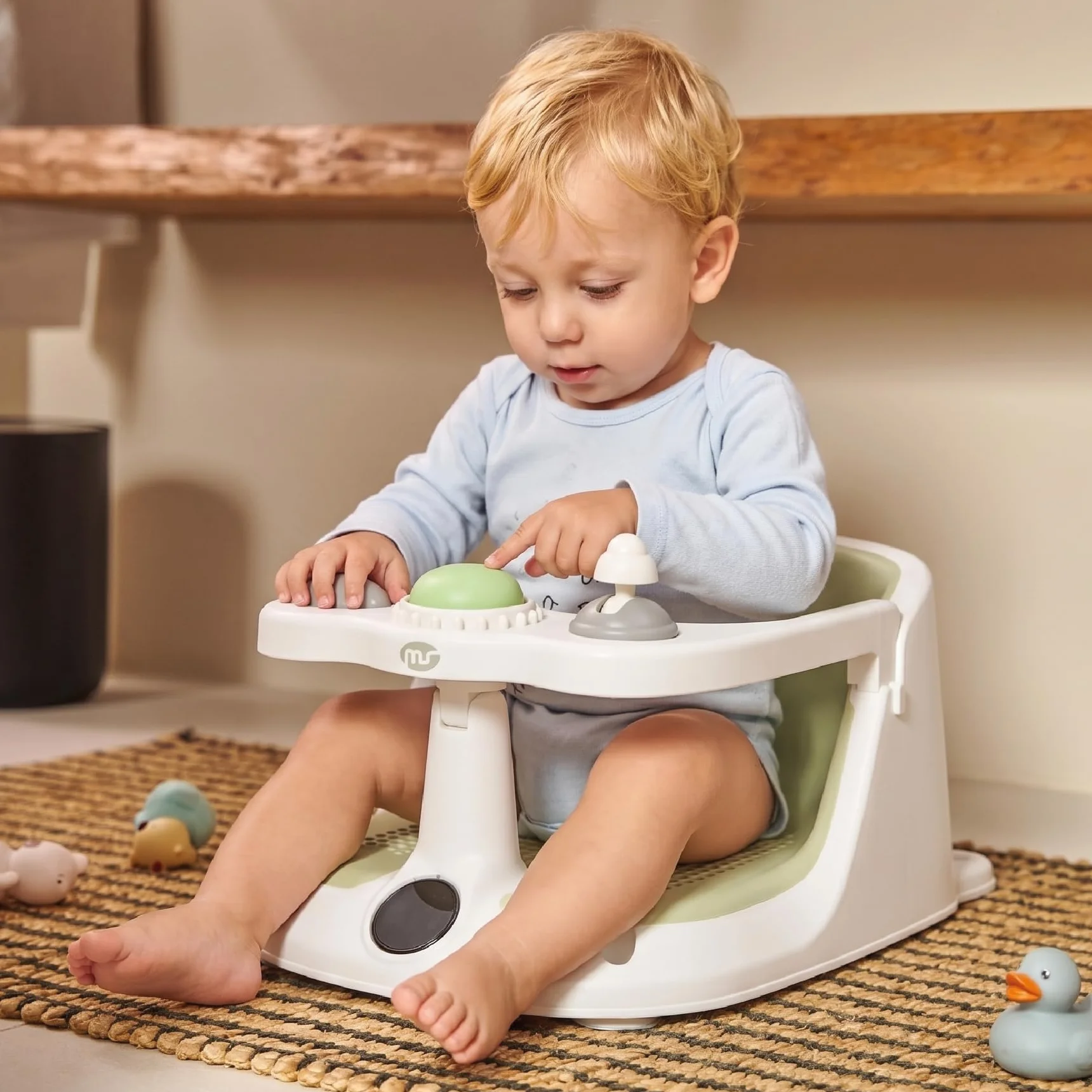 MS BabyWorld - Seggiolino da doccia per bambini, antiscivolo, per bambini, con temperatura da 6 a 24 mesi, sedia per vasca o doccia, con barra per un facile posizionamento del bambino