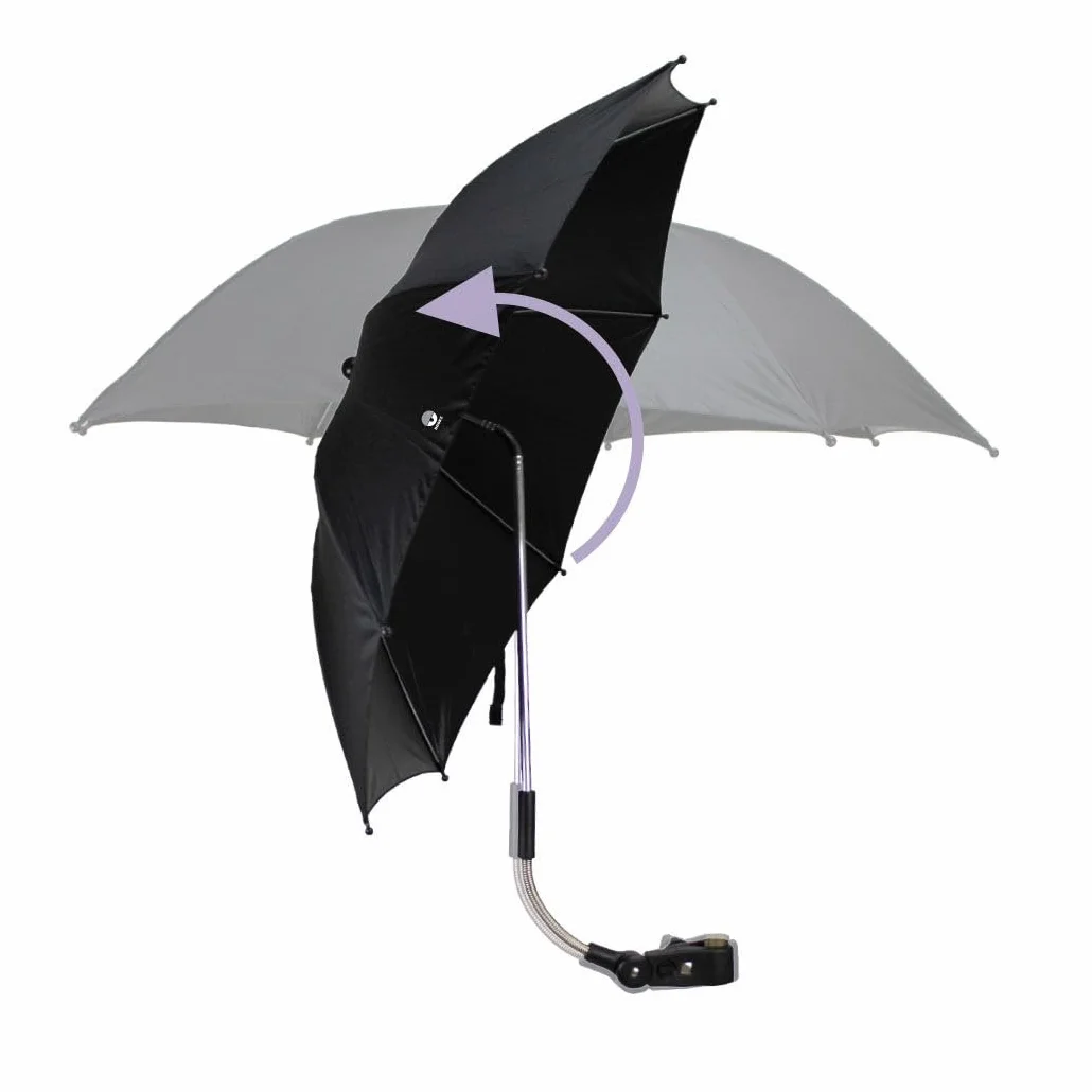 Ombrellone Dooky per carrozzina o passeggino (universale e flessibile, protezione UPF 50+, flessibilità di 180 gradi, tecnologia flex, sistema easyfix, idrorepellente), Grigio