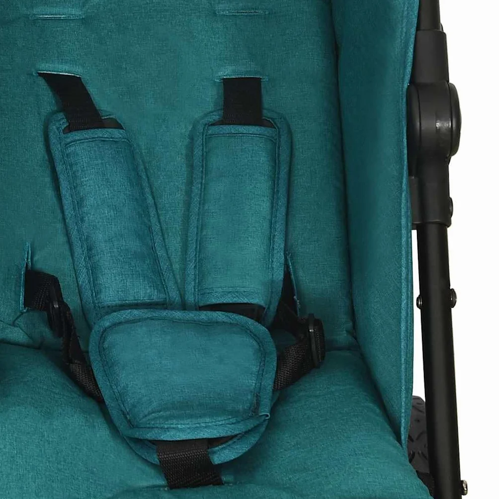 vidaXL Passeggino Gemellare Verde in Acciaio