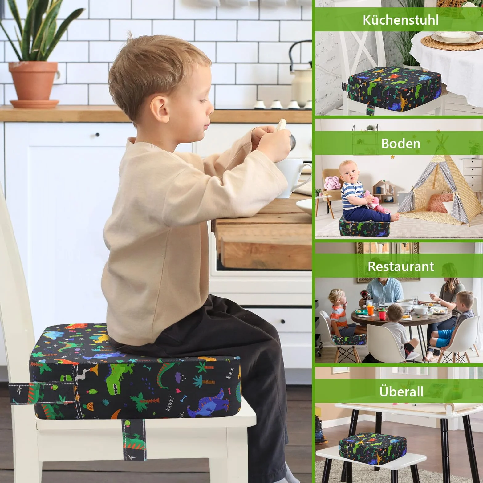 Rialzo Sedia Bambini Cuscino da Tavolo - Bambini Antiscivolo Facile da Portare con sé in Altezza, Forte Supporto per Sedia, Facile da Pulire, Rimovibile
