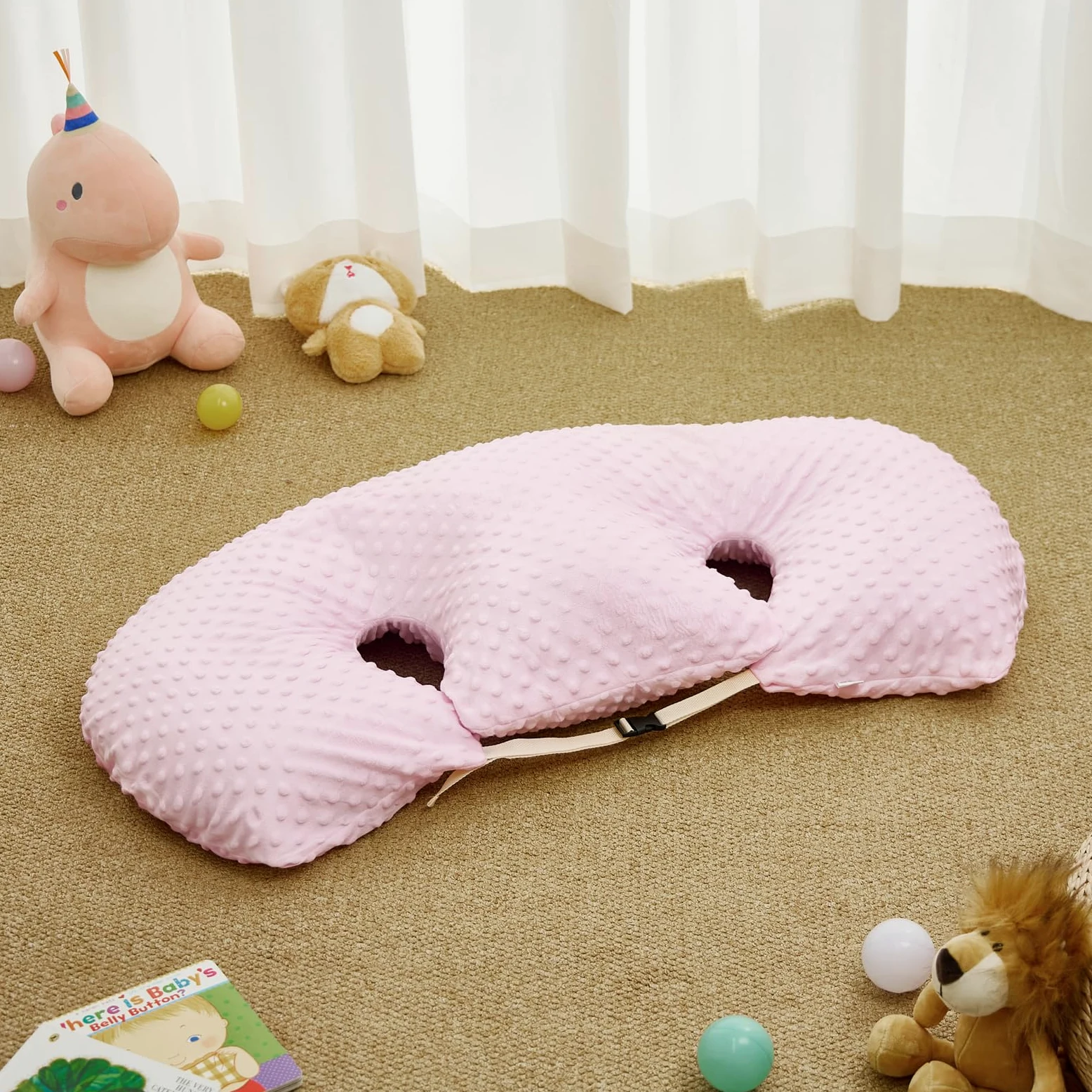 Qianderer Cuscino multifunzionale per allattamento gemelli, cuscino per allattamento per donne incinte, lavabile in lavatrice, in tessuto di cotone, cuscino di supporto doppio, 20 cm (rosa, 20 cm)