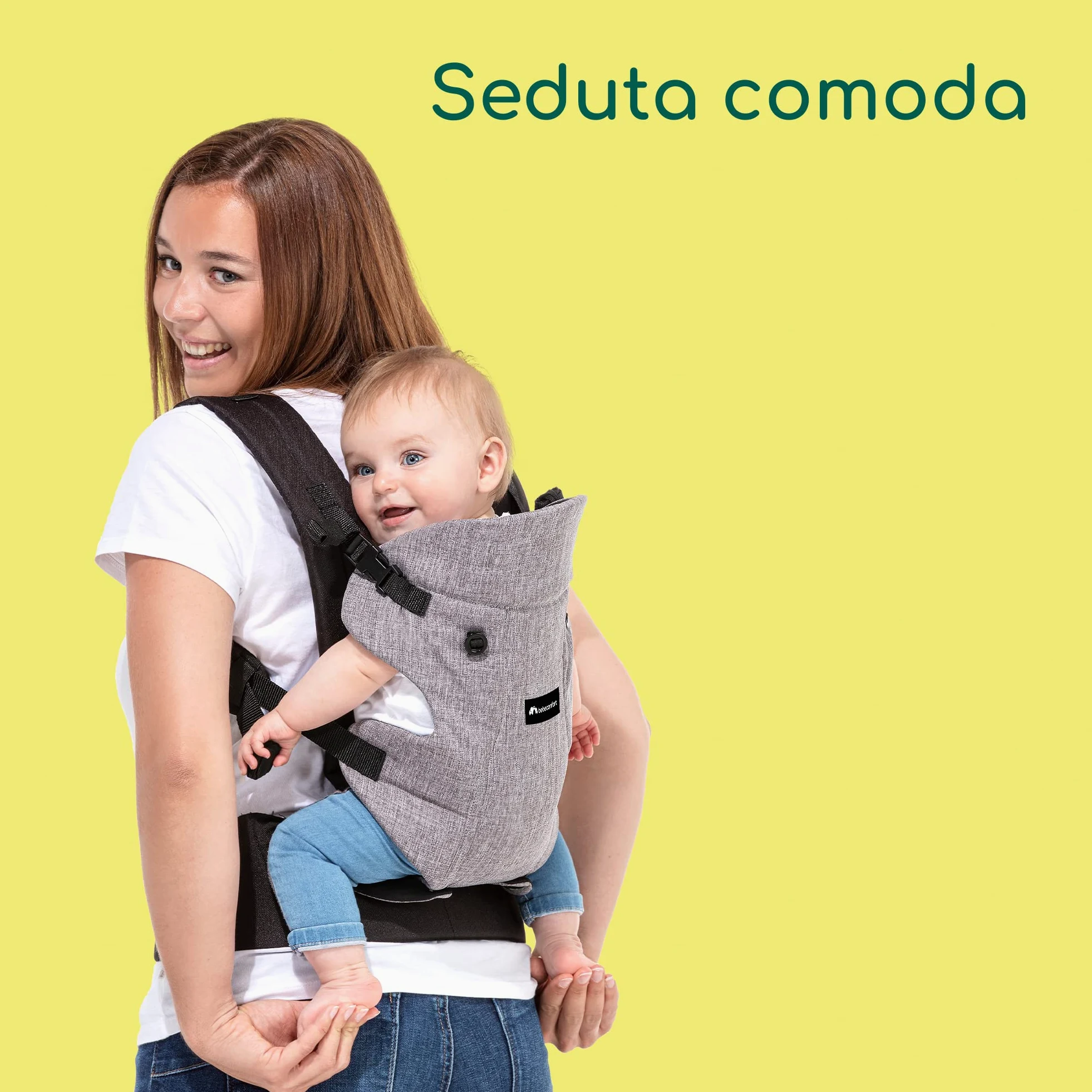 Bebeconfort Go4 Marsupio Ergonomico per neonati, 4 posizioni: fronte mamma e fronte strada, Schiena e Laterale, per bambini dalla nascita fino-15kg, Colore Black Chic (grigio scuro)