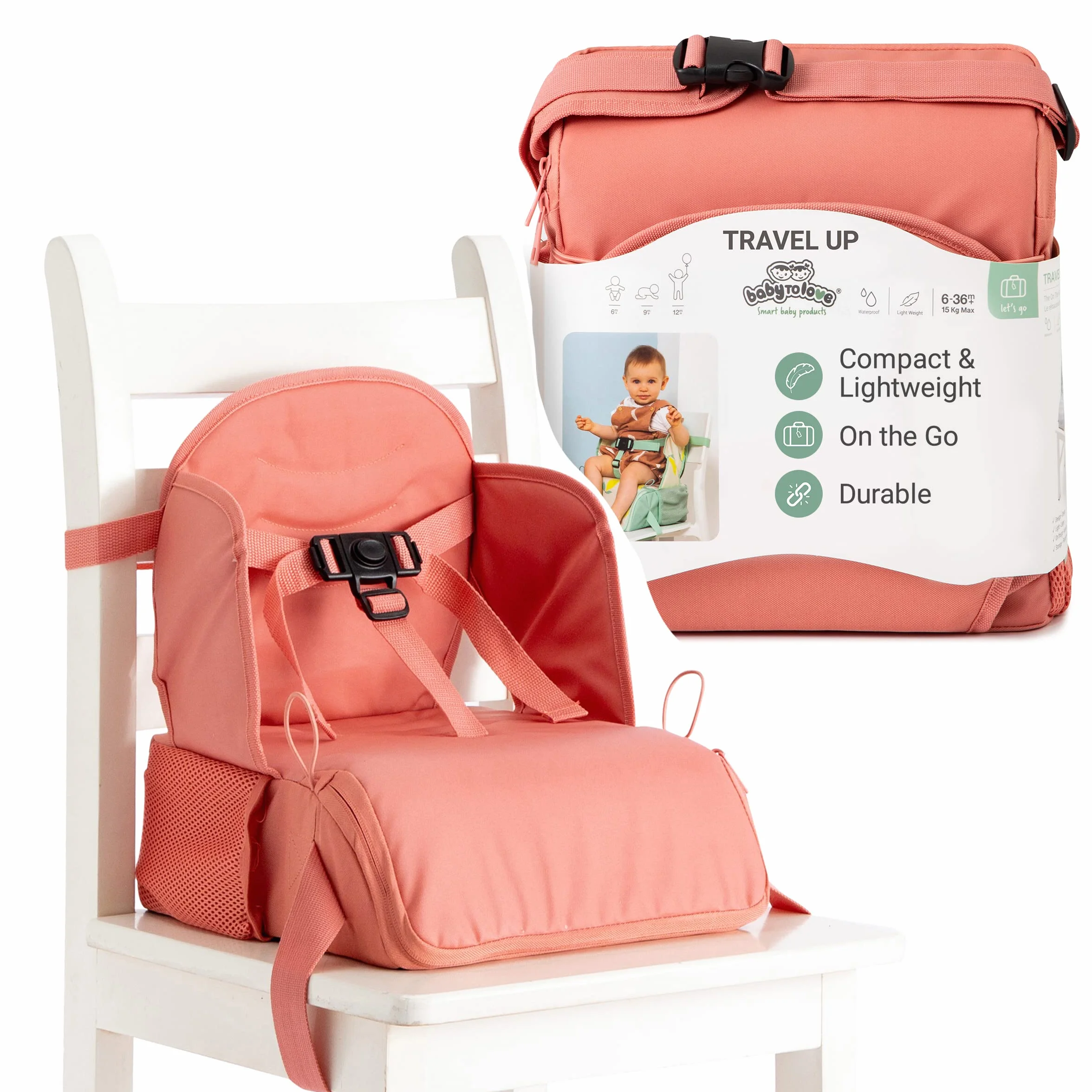 BabyToLove Seggiolino per bambini da viaggio e portaoggetti | Leggero in movimento e facile da trasportare | Rust