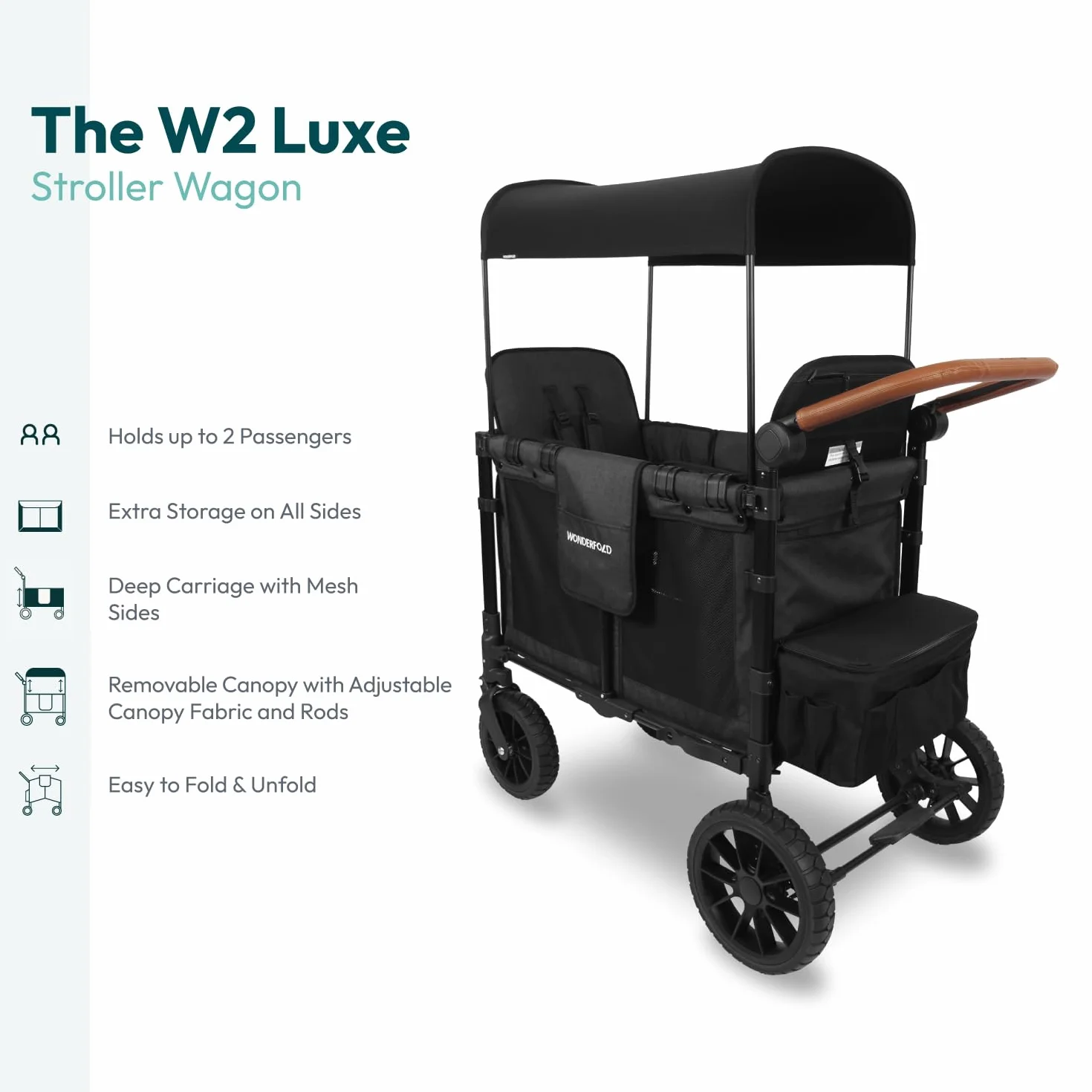 WonderFold W2 Luxe - Passeggino vulcanico nero