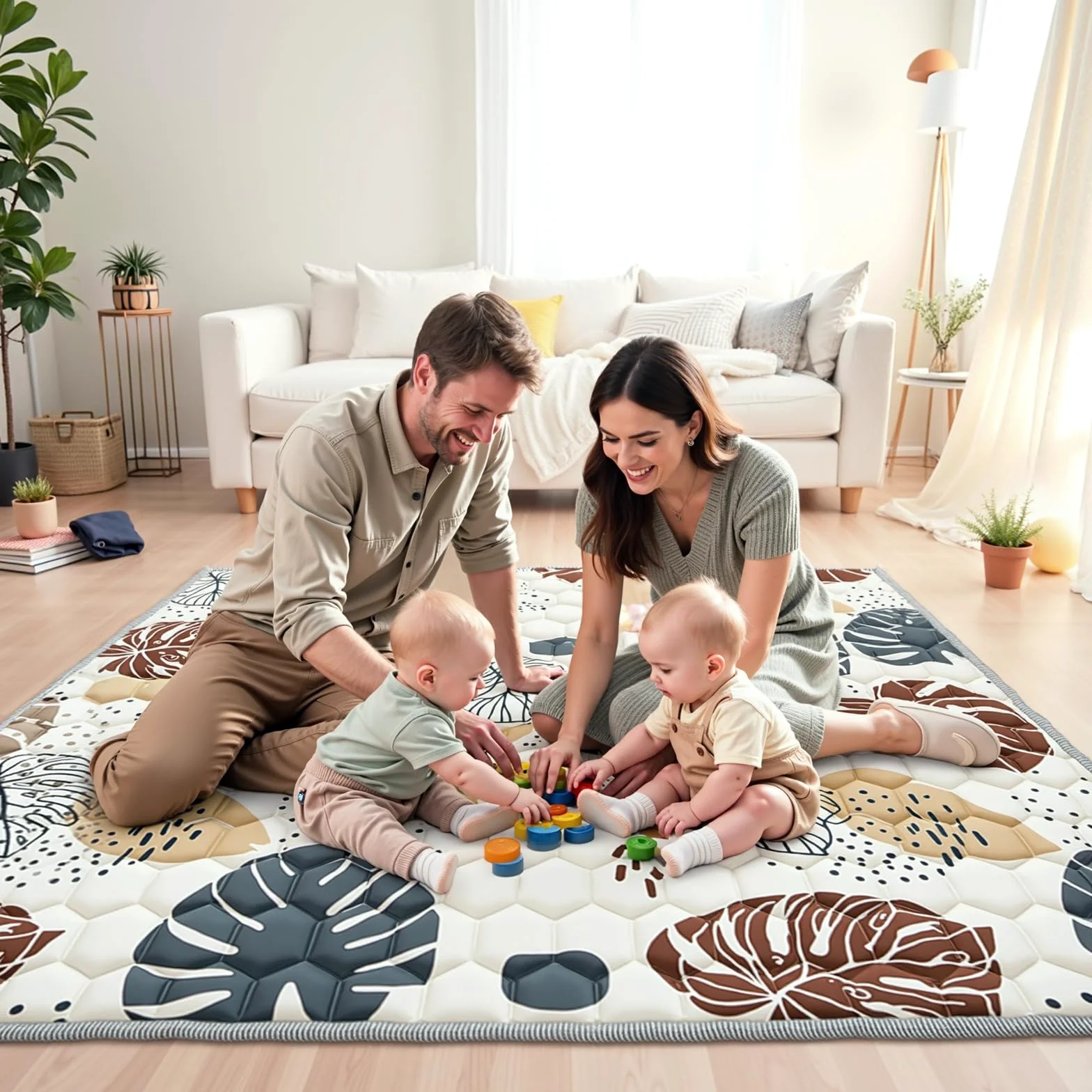 Tappeto Gioco Bambini Addensare Tappeto Gioco Neonato: Tappetino per Abilità Motorie - Tappetino da Gioco per Bambini Pieghevole Antiscivolo lavabile in lavatrice per Box (180 * 200cm)