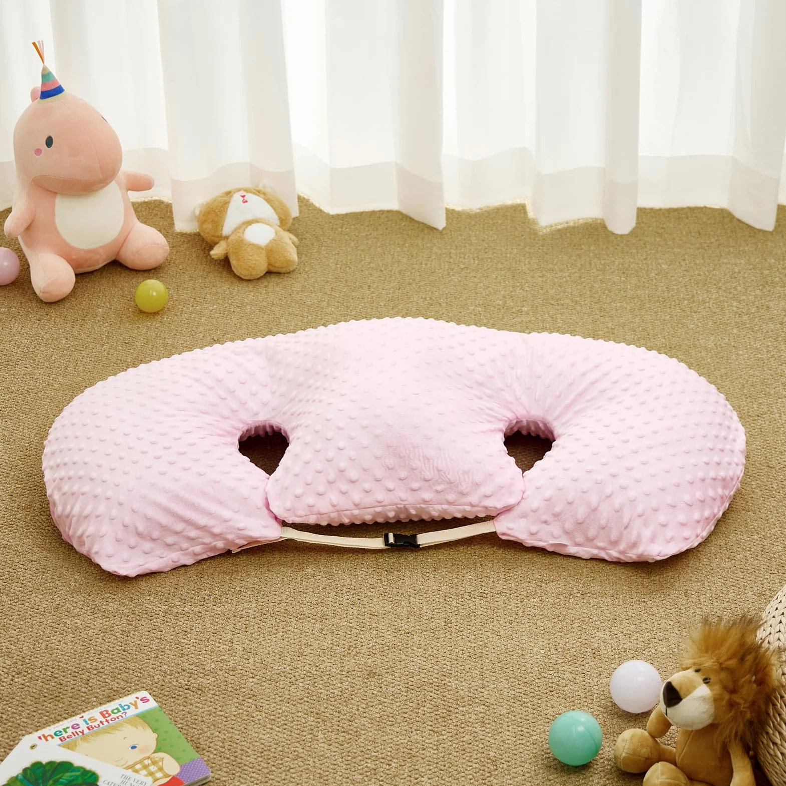 Qianderer Cuscino multifunzionale per allattamento gemelli, cuscino per allattamento per donne incinte, lavabile in lavatrice, in tessuto di cotone, cuscino di supporto doppio, 20 cm (rosa, 20 cm)