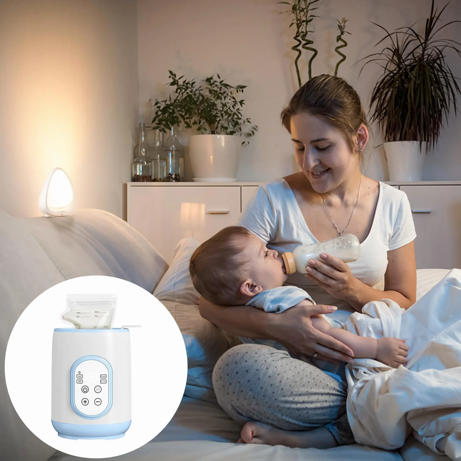 Scaldabiberon, Rapido Scaldalatte Bambini per Latte Materno o Formula, 8 in 1 Sterilizzatore per Biberon, Scongelamento Rapido Intelligente, Mantenimento in Caldo, Sterilizzazione, Facile da Usare