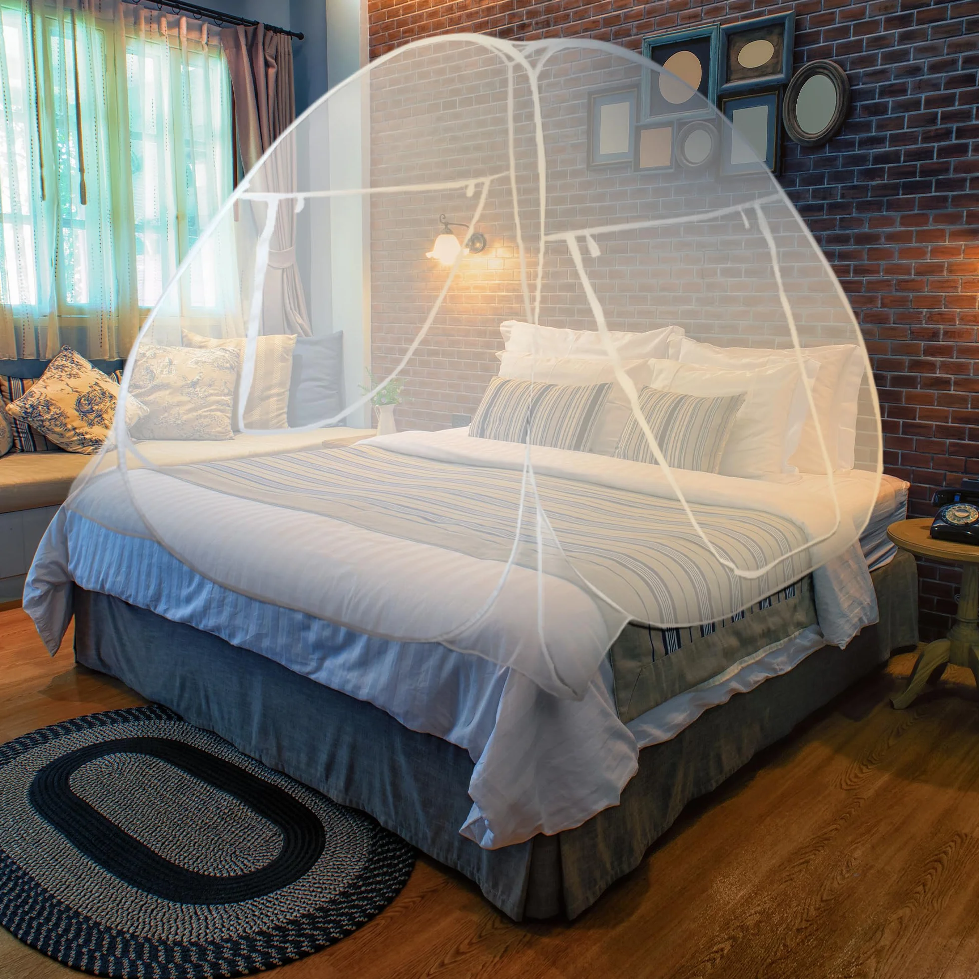 MEKKAPRO Zanzariera Portatile Pop-Up per Letto, 203,2 x 180,3 x 160 cm, Grande, Pieghevole Con Fondo in Rete, Compatibile per Matrimoniale e King Size