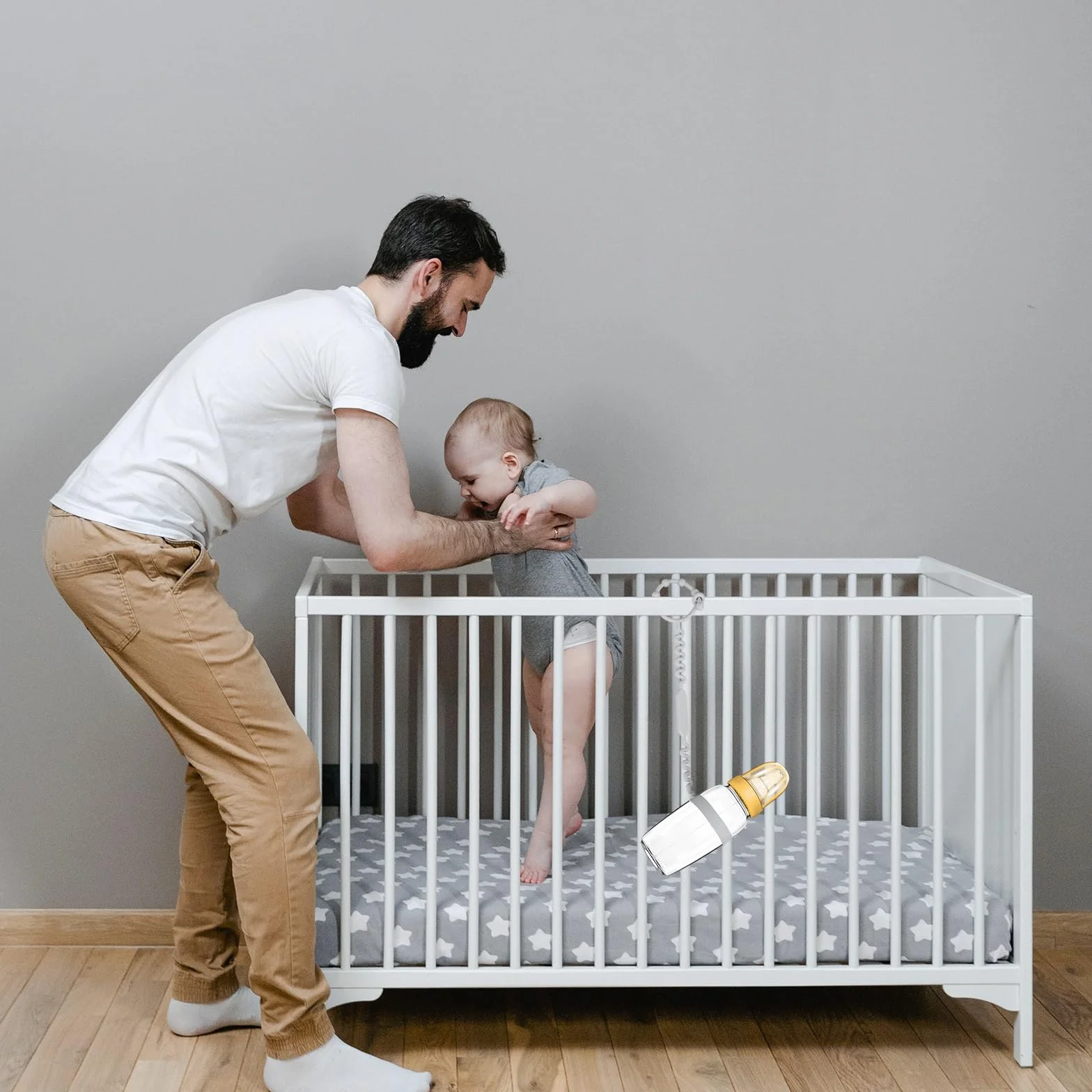 2 Pezzi Cinghia Biberon, Cinturino per Bicchieri Sippy in Silicone Cinghia Elastica per Biberon Bungee Cinghia per Bicchiere Sippy per Seggiolone, Passeggino, Casa, All'aperto