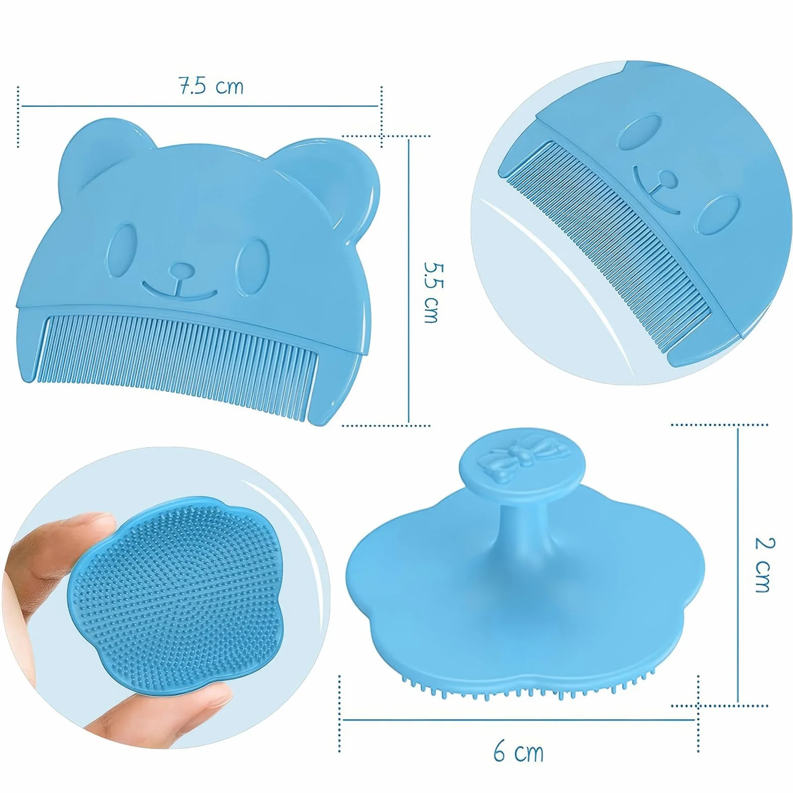 2 Pezzi Pettine Neonato,Pettine Crosta Lattea,Spazzola e Pettine Neonato,Pazzola per Bambini In Silicone Adatto Per Il Massaggio Del Cuoio Capelluto Del Neonato