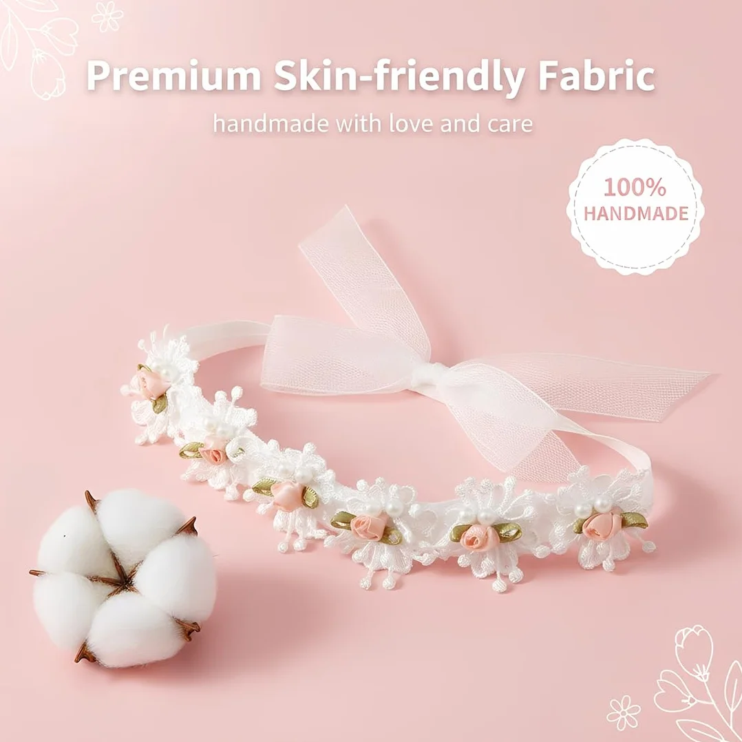2 Pcs Fascia Per Bambini, Fasce Per Capelli Per Bambini In Pizzo, Matrimonio Bambini Fascia Neonato, Fascia Pizzo Chiffon Moda Fascia Elastica Capelli