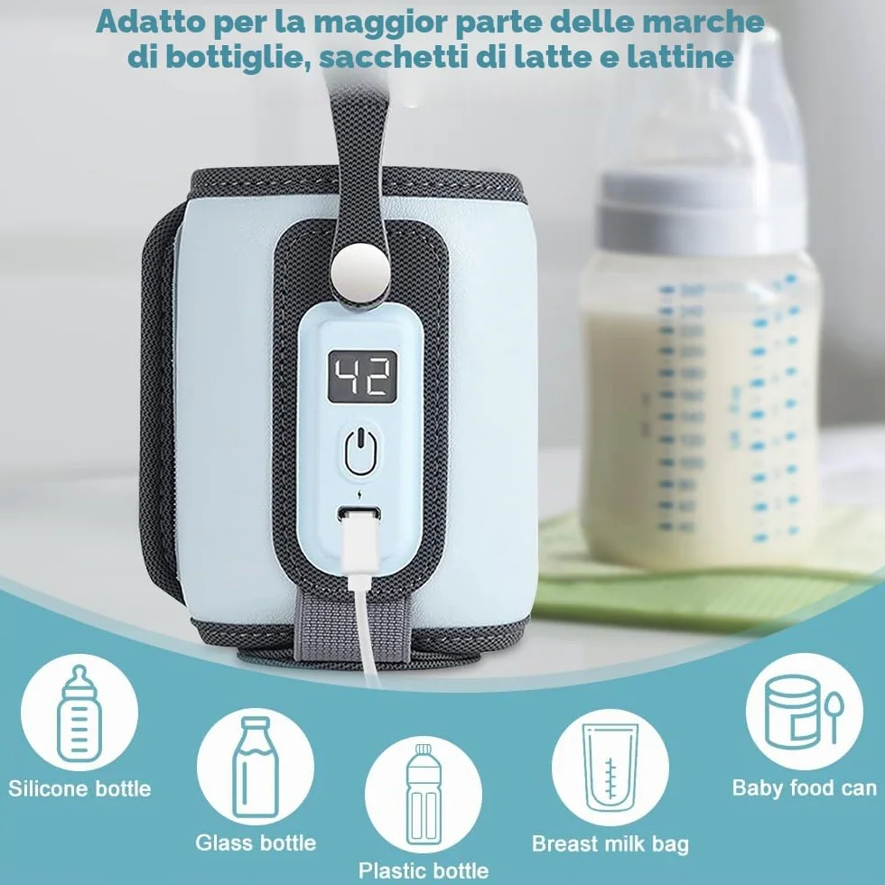 mizikuu Scaldabiberon Elettrico Auto, Sterilizzatore Biberon con Timer Digitale Display LCD Rapido Riscaldatore Di Alimenti Per Bambini Latte Materno Per Pratico da Usare a Casa e in Viaggio