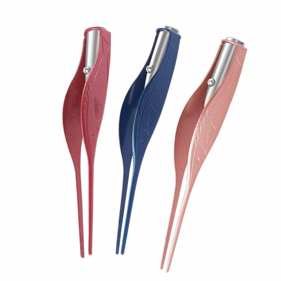 SUPVOX 1 pinzetta per orecchie a LED, rimozione del cerume in acciaio inossidabile, pinzetta cosmetica per la rimozione dei peli di ciglia e sopracciglia (colore casuale)