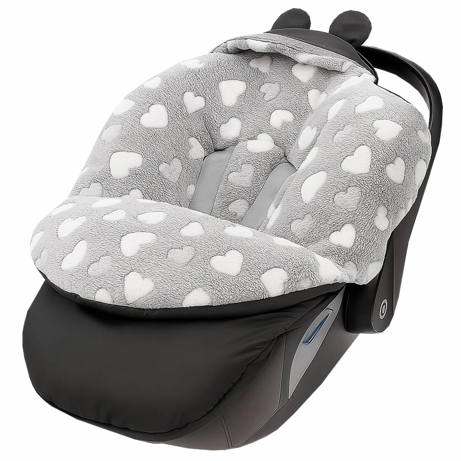 Coprigambe per bambini, per l'inverno, adatto per passeggino, ovetto, seggiolino auto, passeggino (605.021 nylon, grafite, Minky, grigio (cuore bianco))