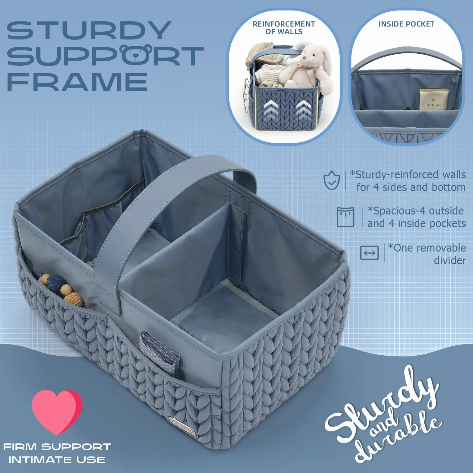 Organizer per pannolini, cestino portaoggetti portatile per neonati essenziali, cestino regalo per baby shower, cestino per fasciatoio, must have per ragazzi o ragazze, cestino per pannolini
